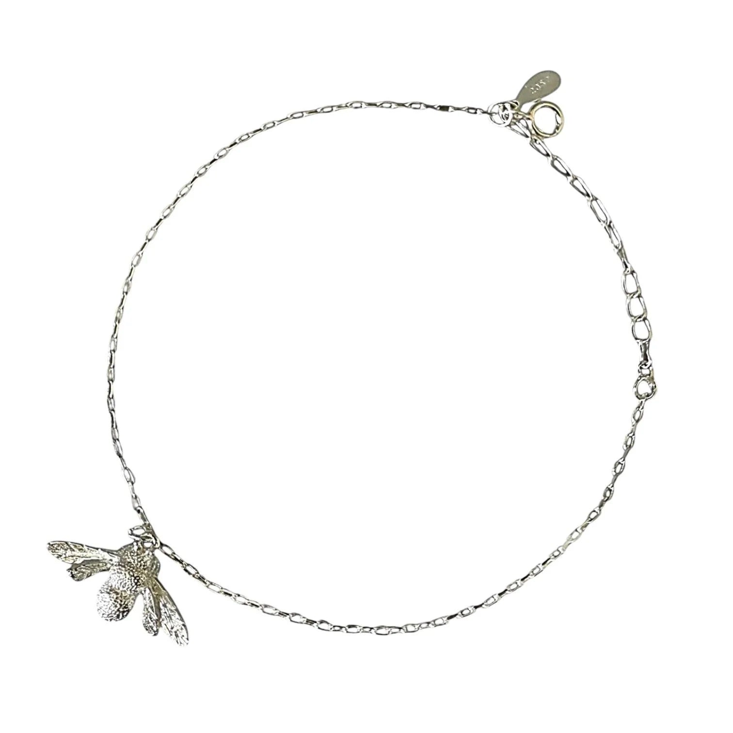 925 Sterling Silver Big Bee Charm Anklet-0