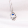 Hamsa Pendant Necklace with Evil Eye Crystal-0