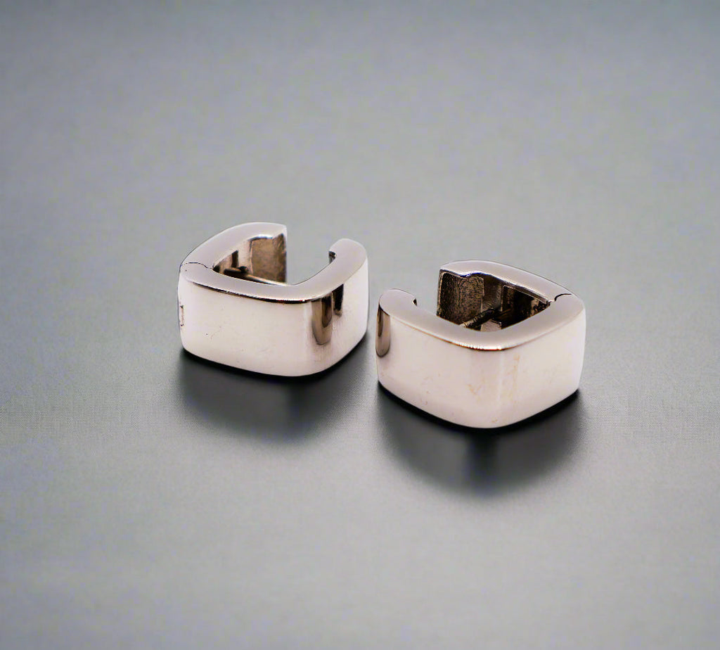 Italian Sterling Silver Square Hoop Earrings-0
