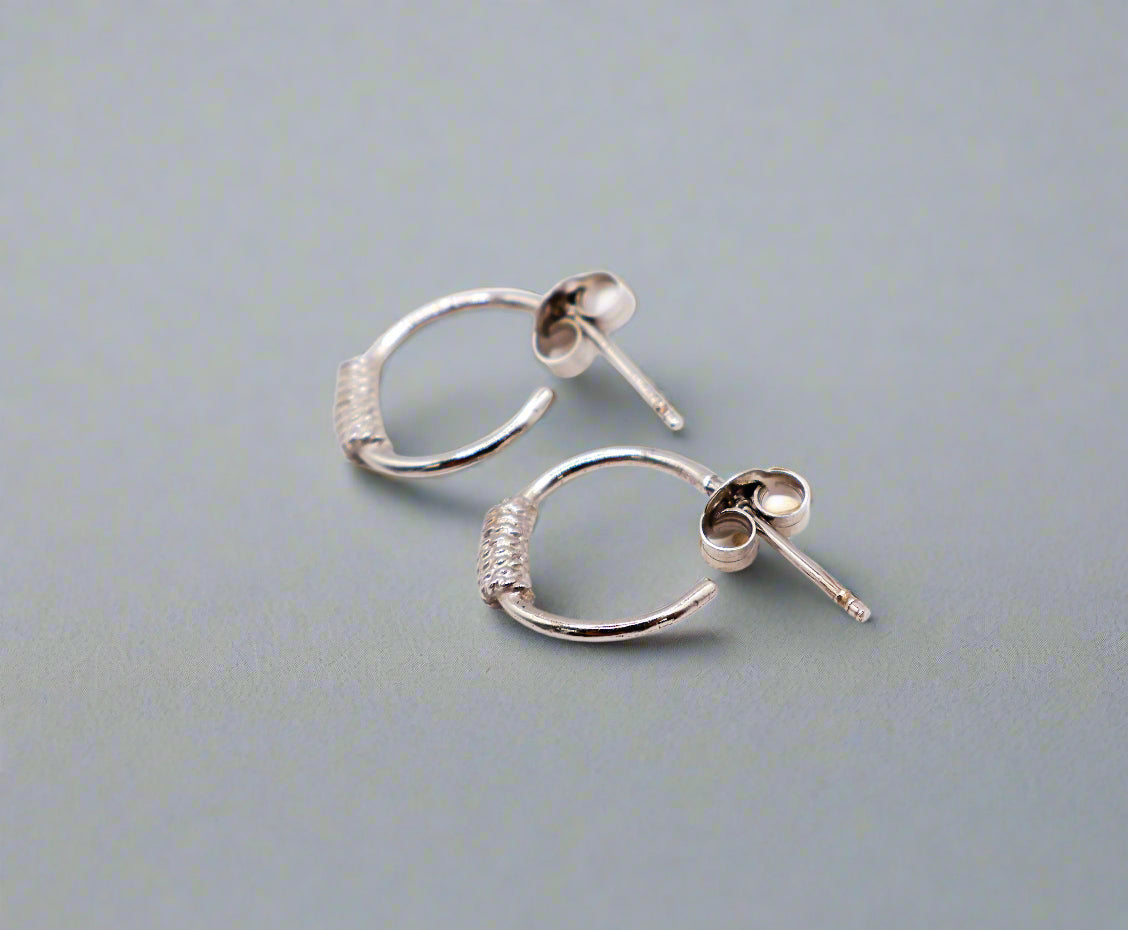 Italian Mini Sterling Silver Hoop Earrings-0
