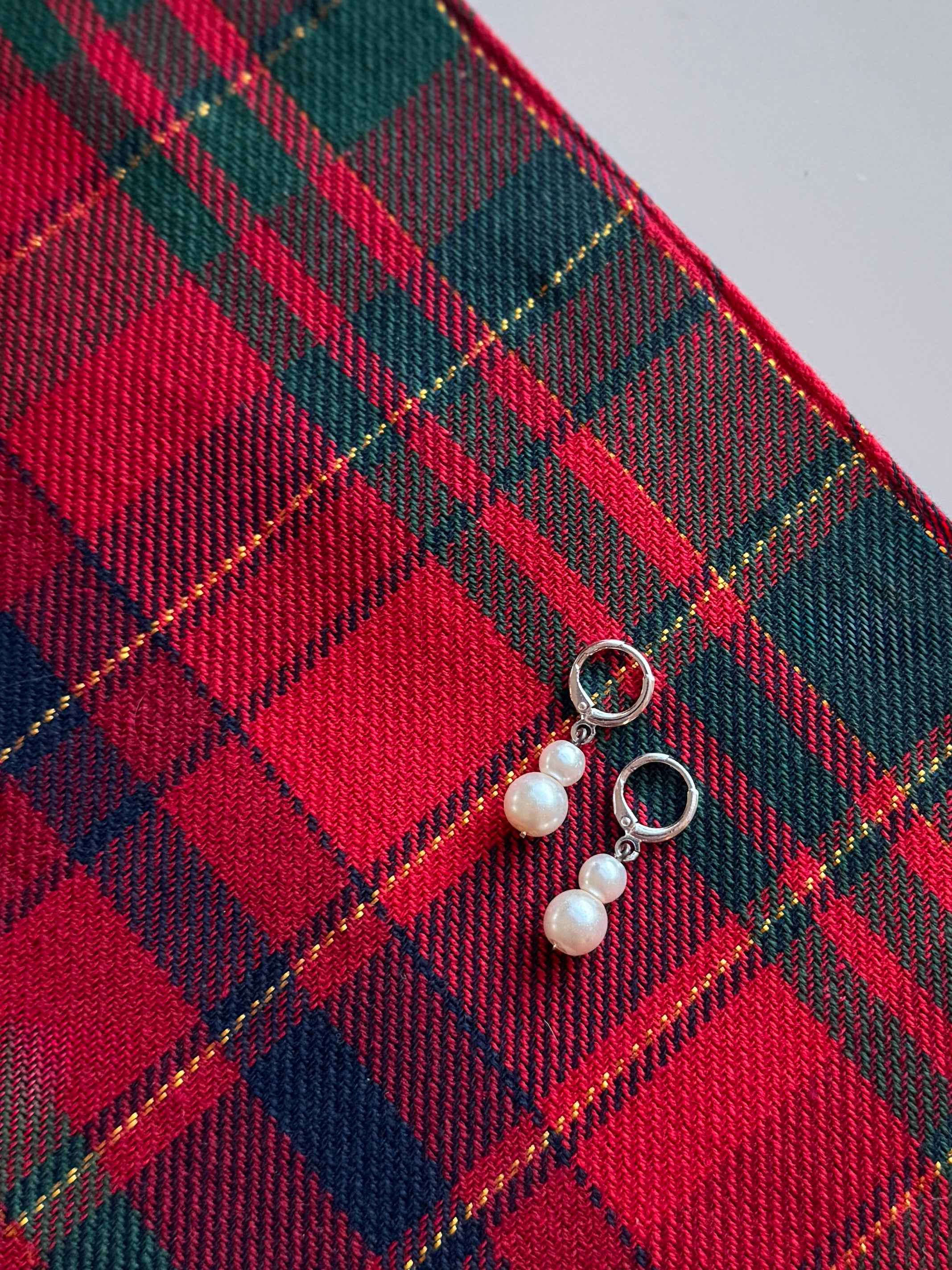 Sterling Silver Pearl Hoops-3