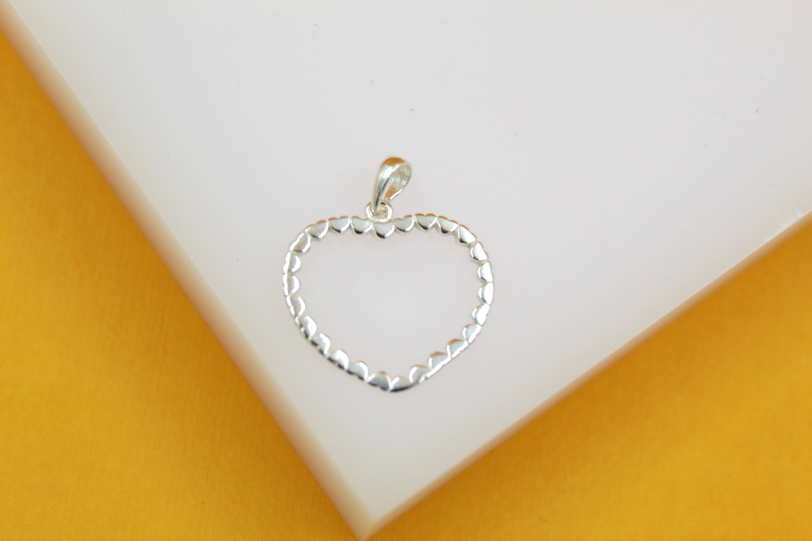 925 Sterling Silver Hollow Heart Pendant-0