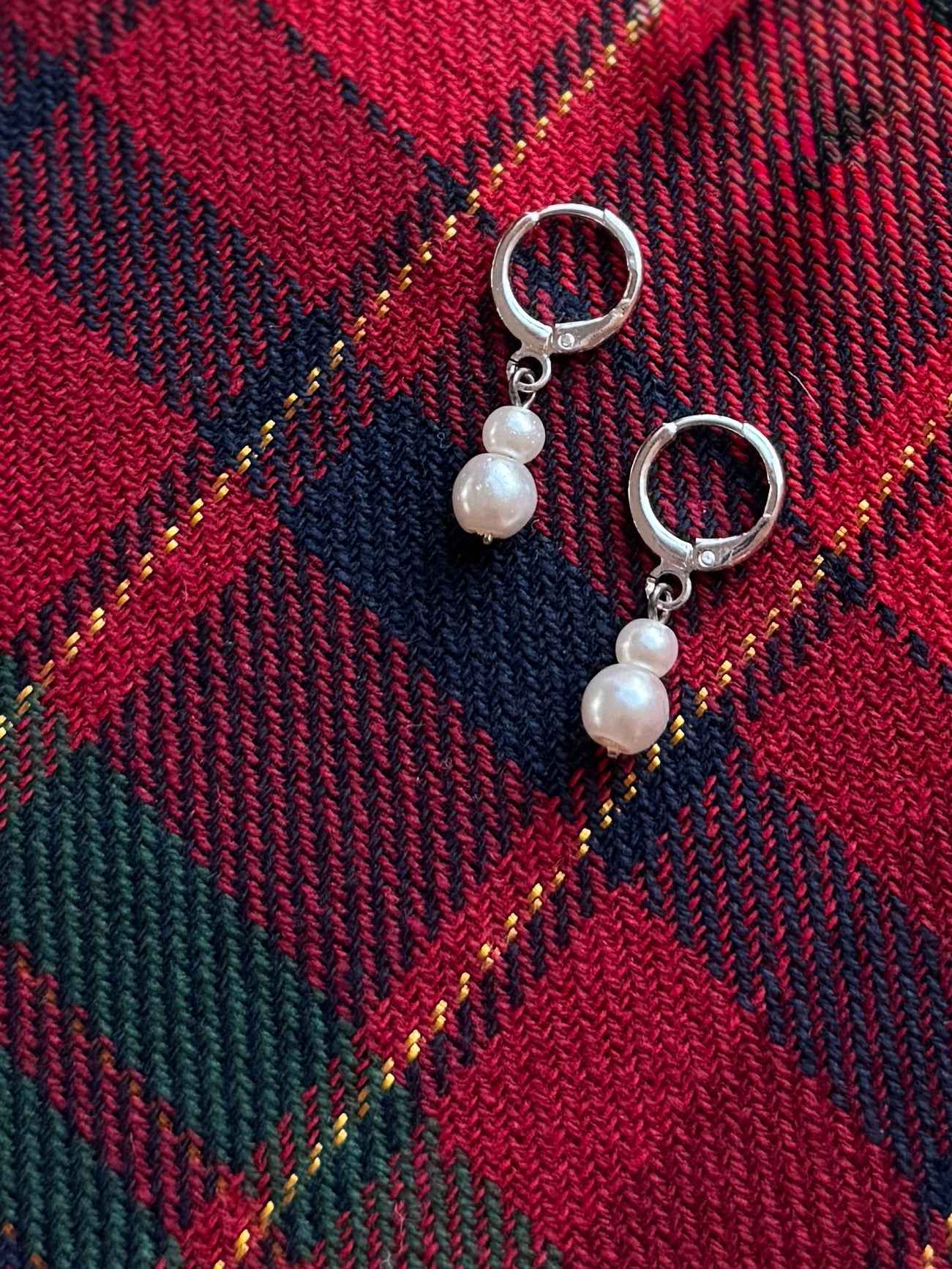 Sterling Silver Pearl Hoops-1
