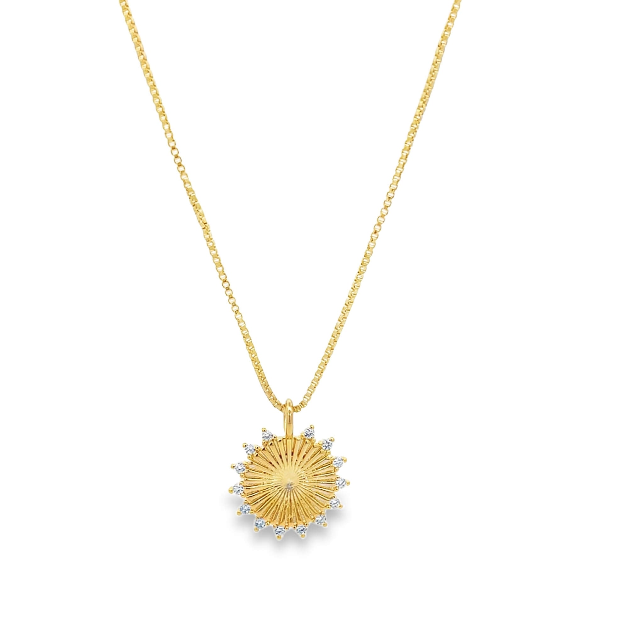 Radiant Sunburst CZ Halo Pendant Necklace (F96)-0