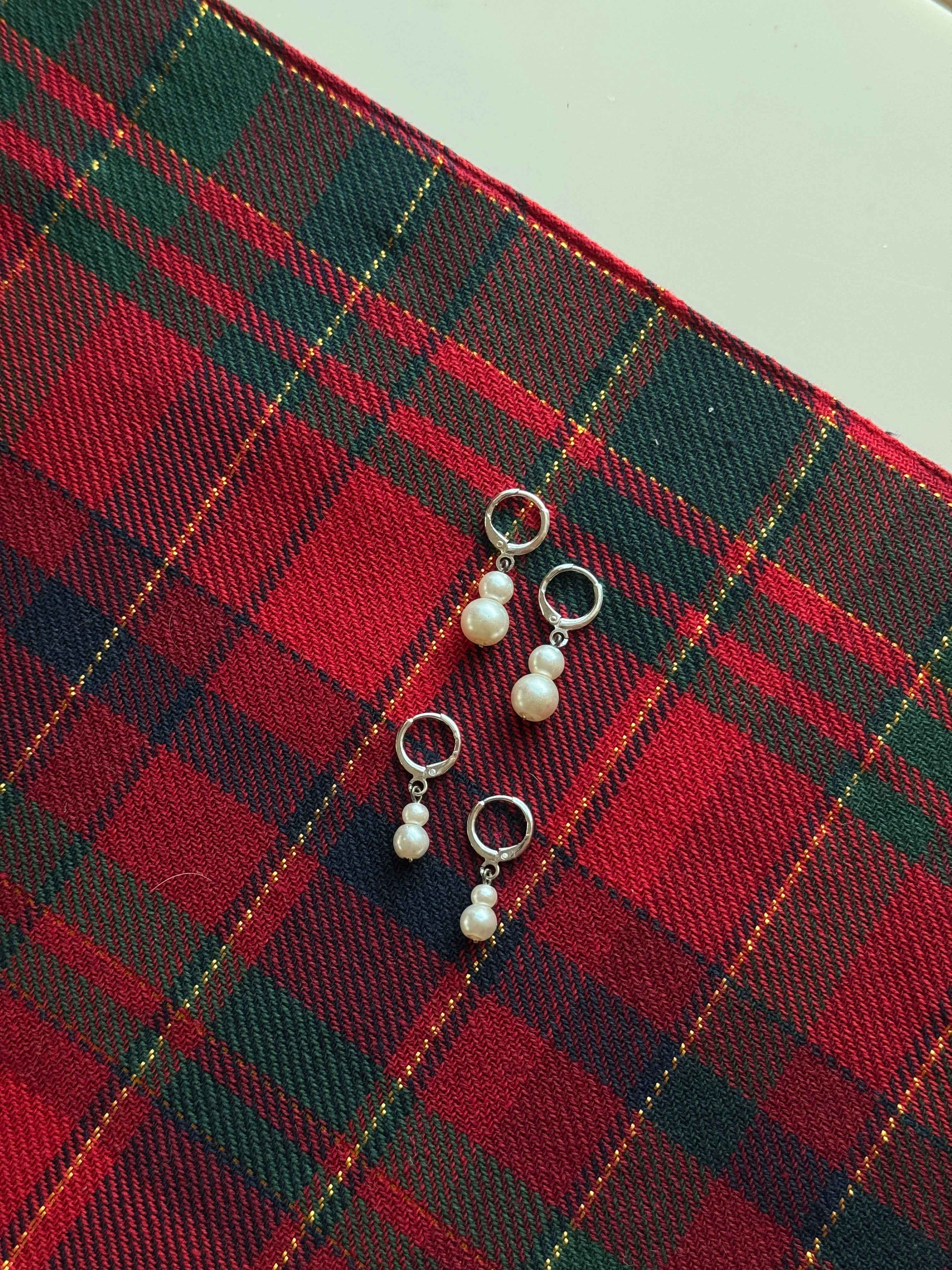 Sterling Silver Pearl Hoops-4