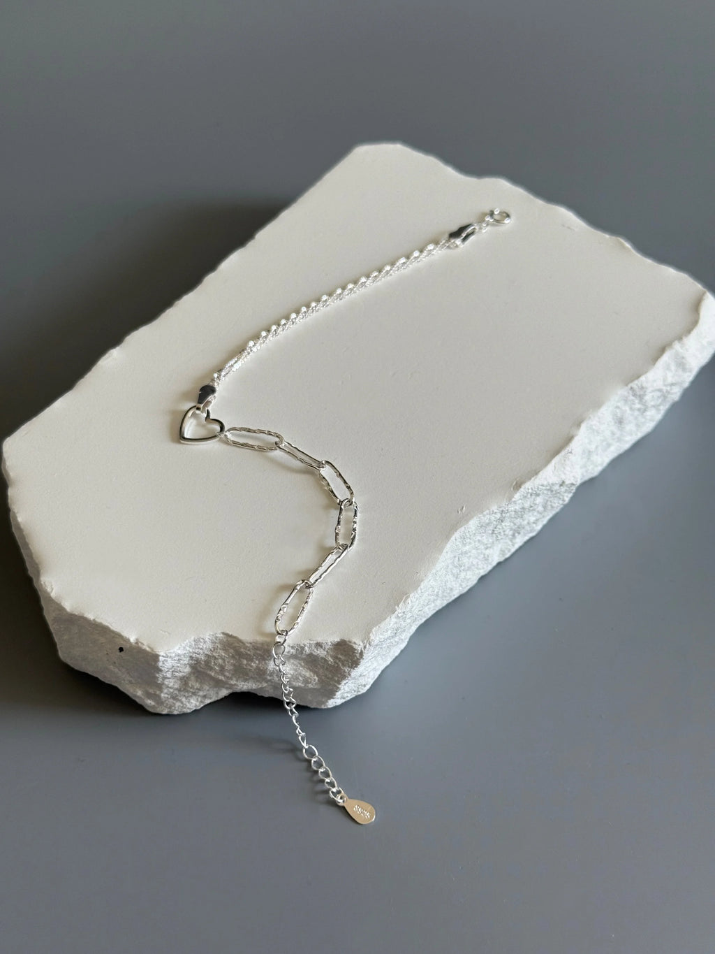 925 Sterling Silver Heart Charm  Minimalist Bracelet-1