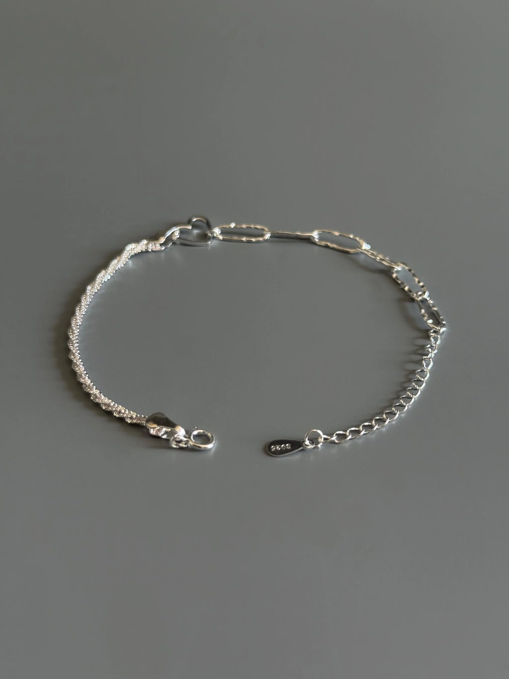 925 Sterling Silver Heart Charm  Minimalist Bracelet-4