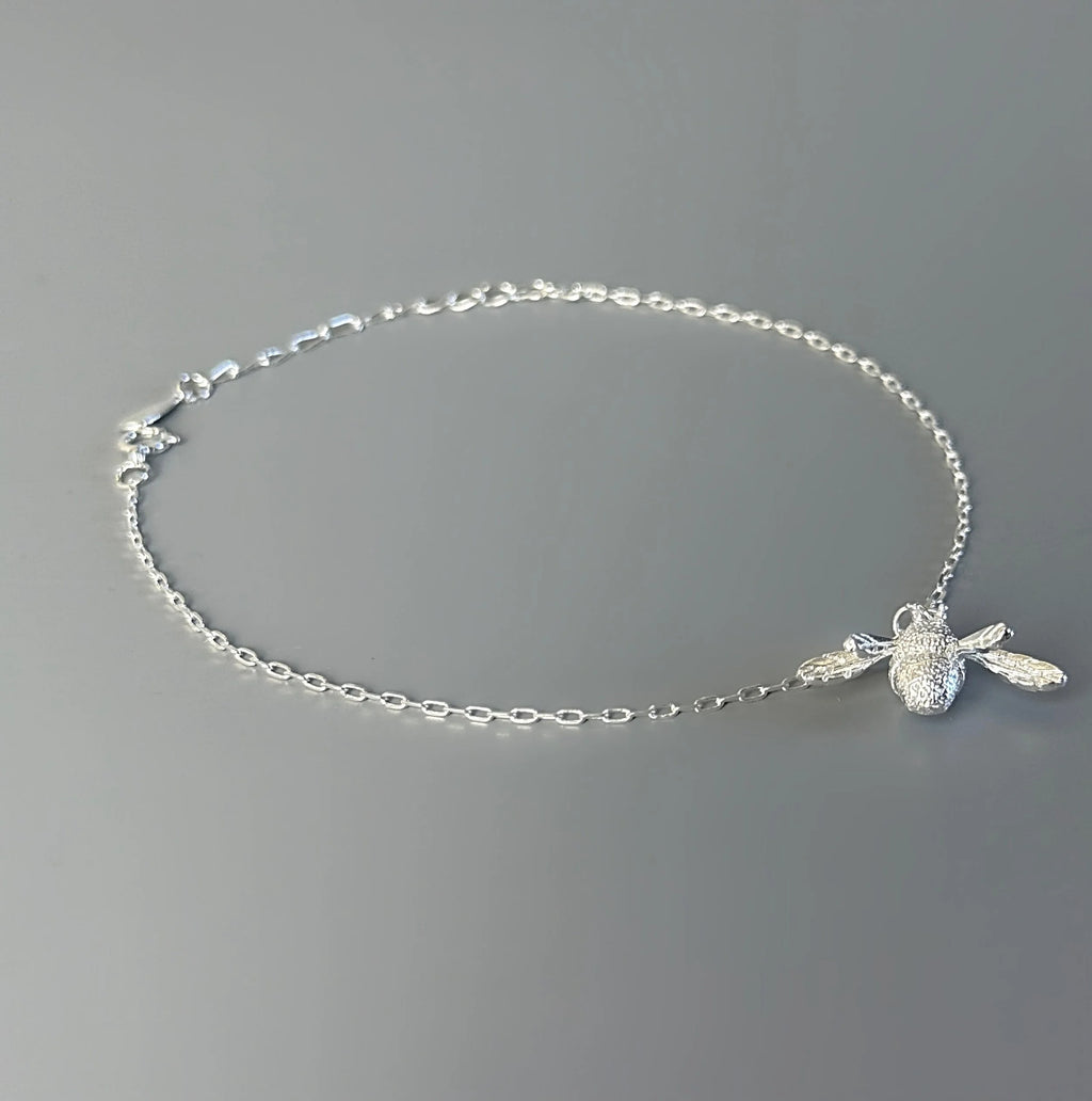 925 Sterling Silver Big Bee Charm Anklet-4