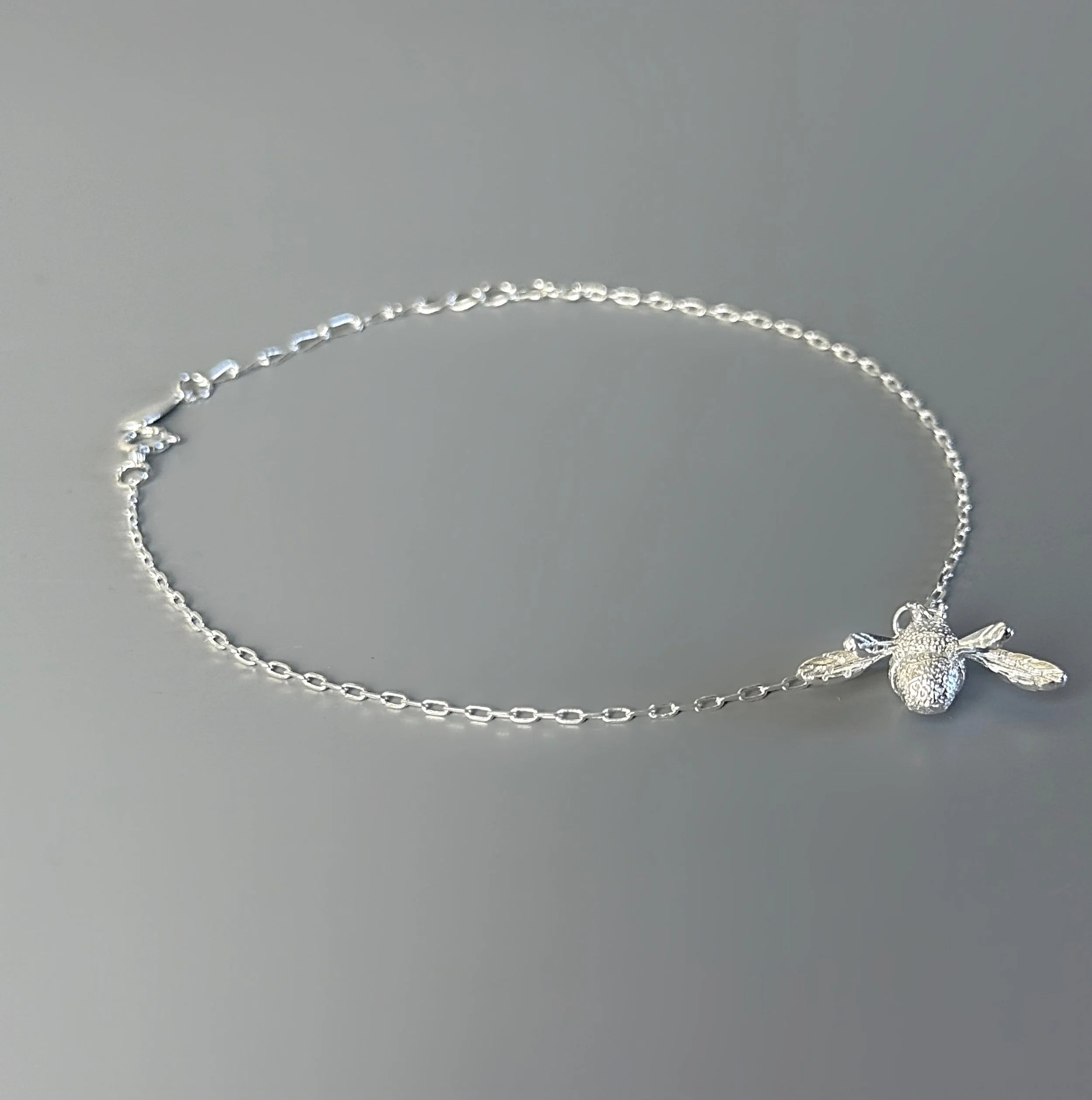 925 Sterling Silver Big Bee Charm Anklet-4