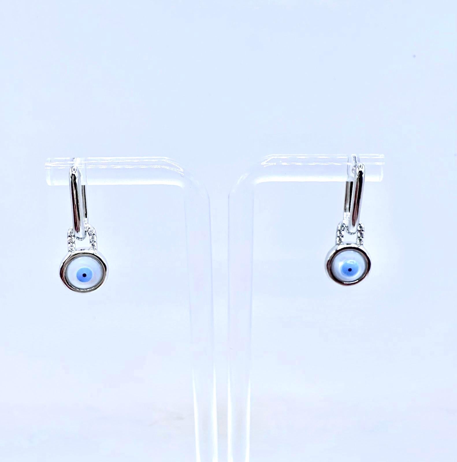 Evil Eye Halo Drop Earrings – Sterling Silver-0