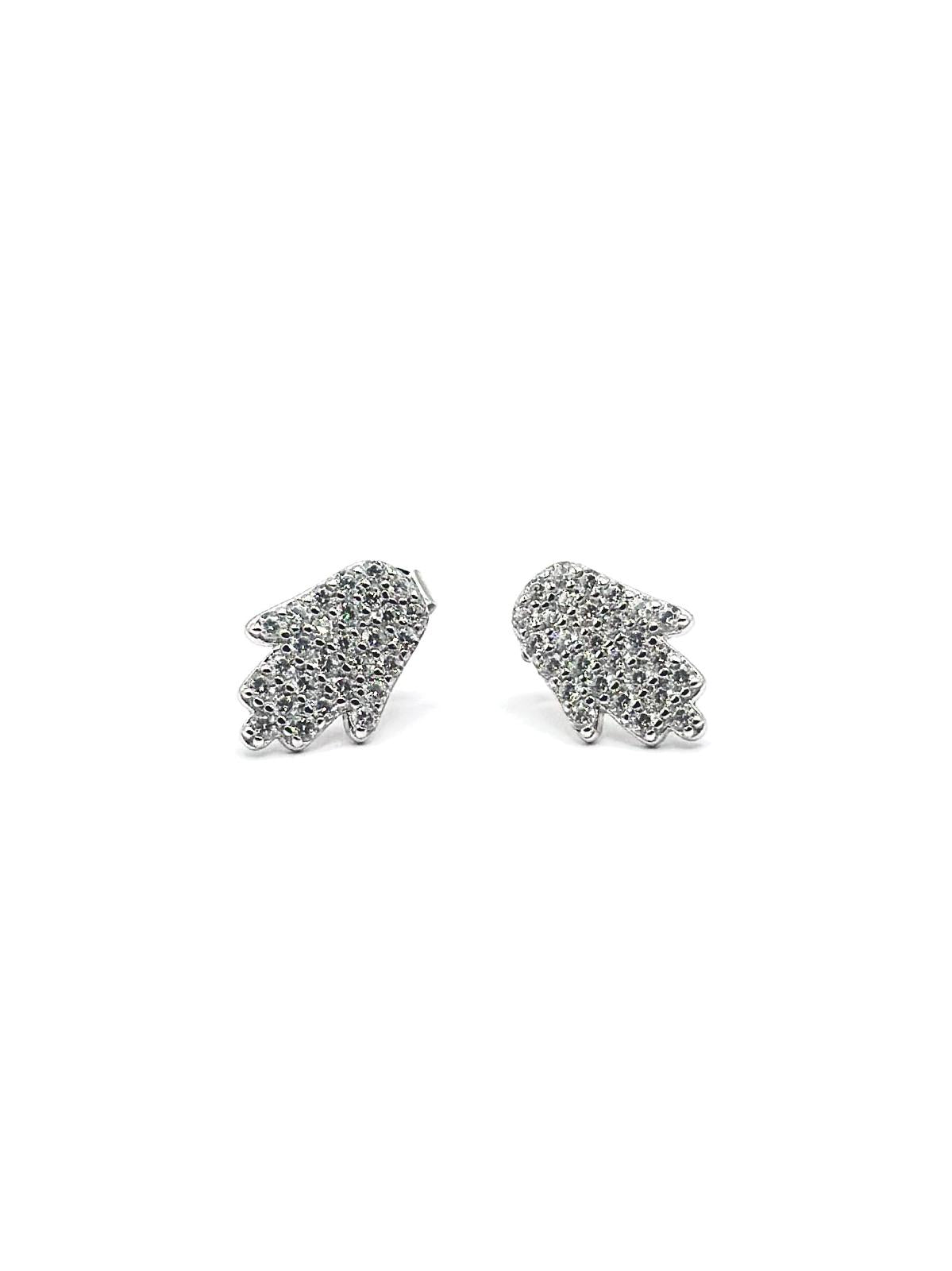 Hamsa Crystal Stud Earrings – Sterling Silver-1