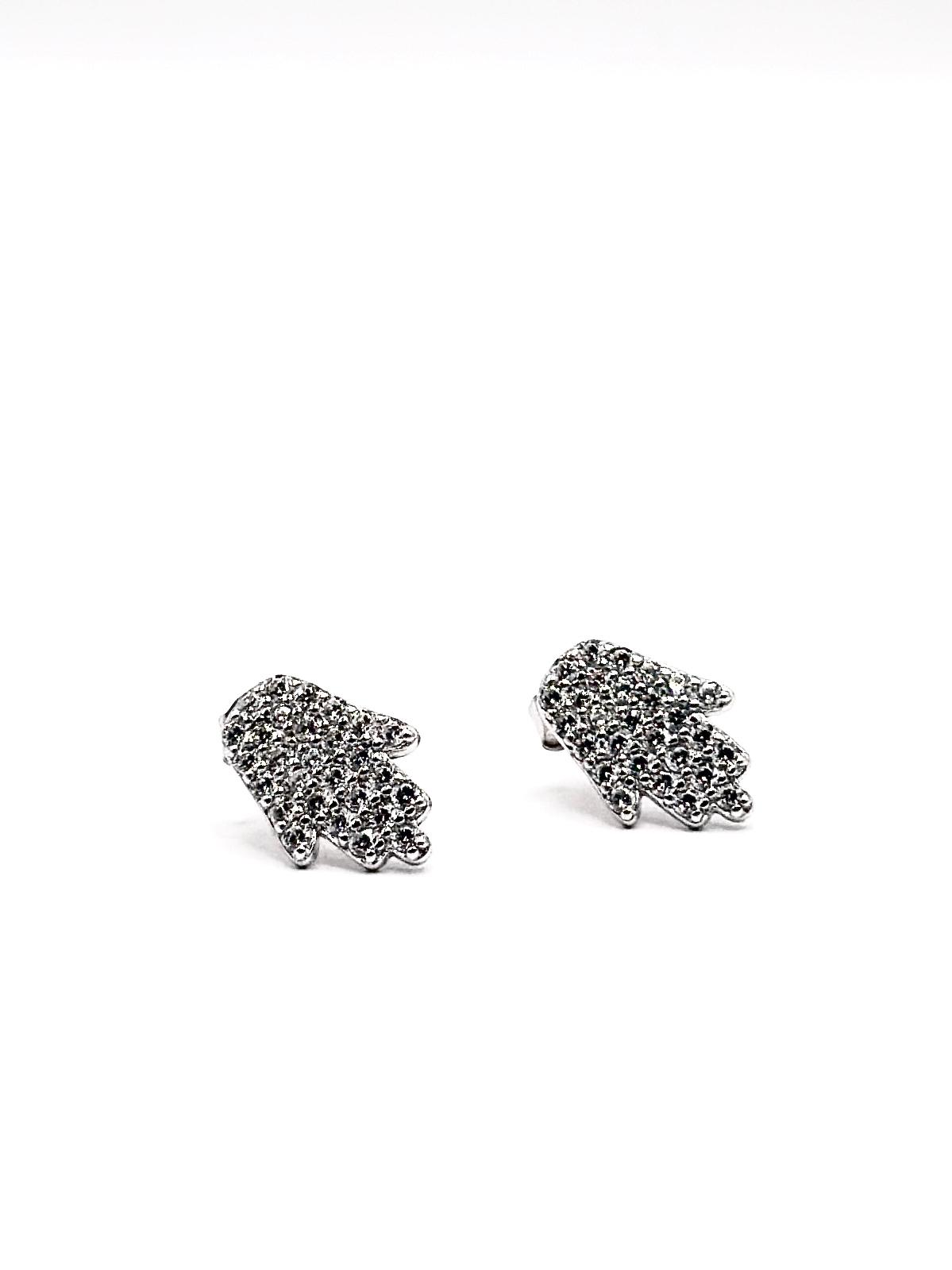 Hamsa Crystal Stud Earrings – Sterling Silver-0