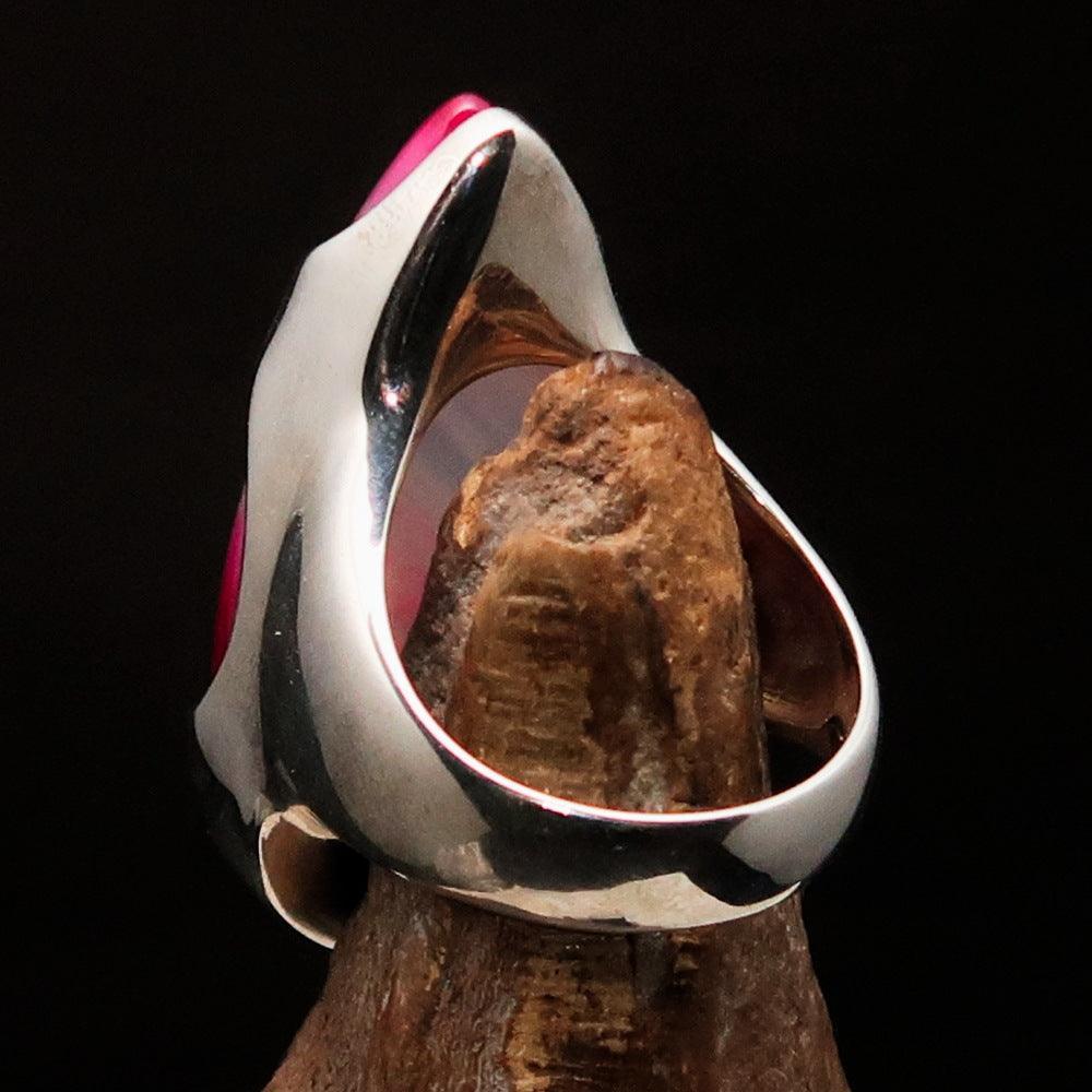 Pink Agate Ring, Sterling Silver Ring, pear shaped pink Agate Cabochon, Pink Outfit Ring, unique design, handmade Ring, gift - Size 10