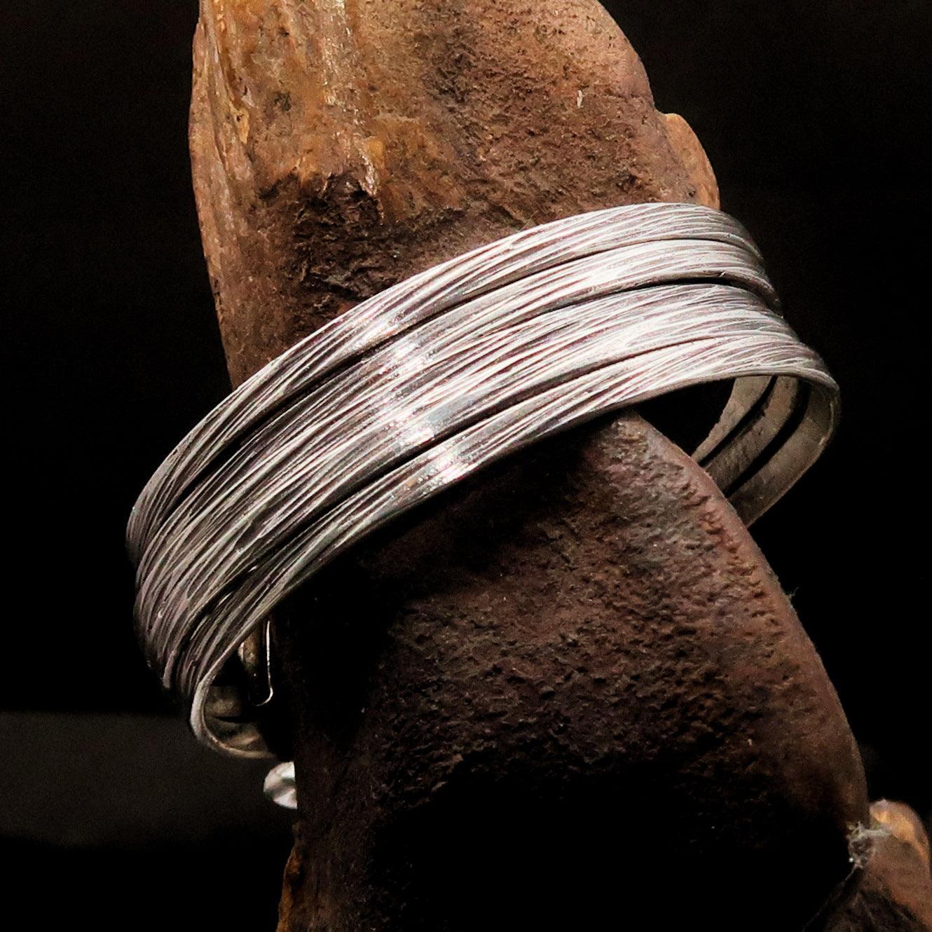 Excellent handcrafted minimalistic 5 String Sterling Silver Bracelet / Bangle-0