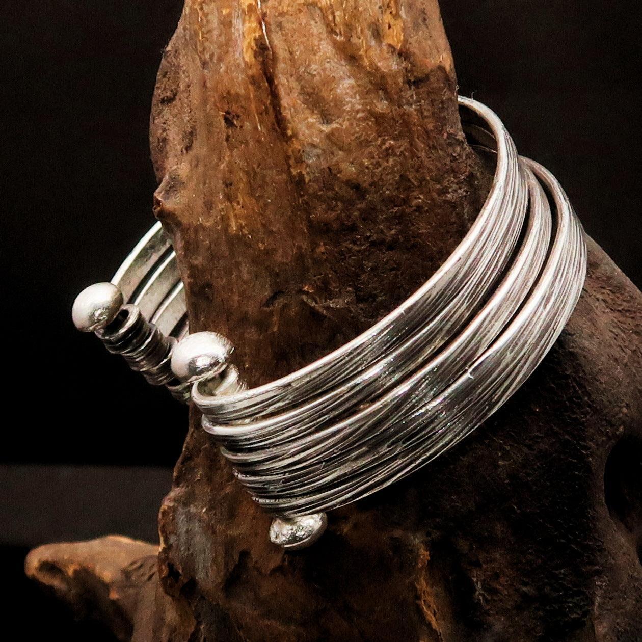 Excellent handcrafted minimalistic 5 String Sterling Silver Bracelet / Bangle-1