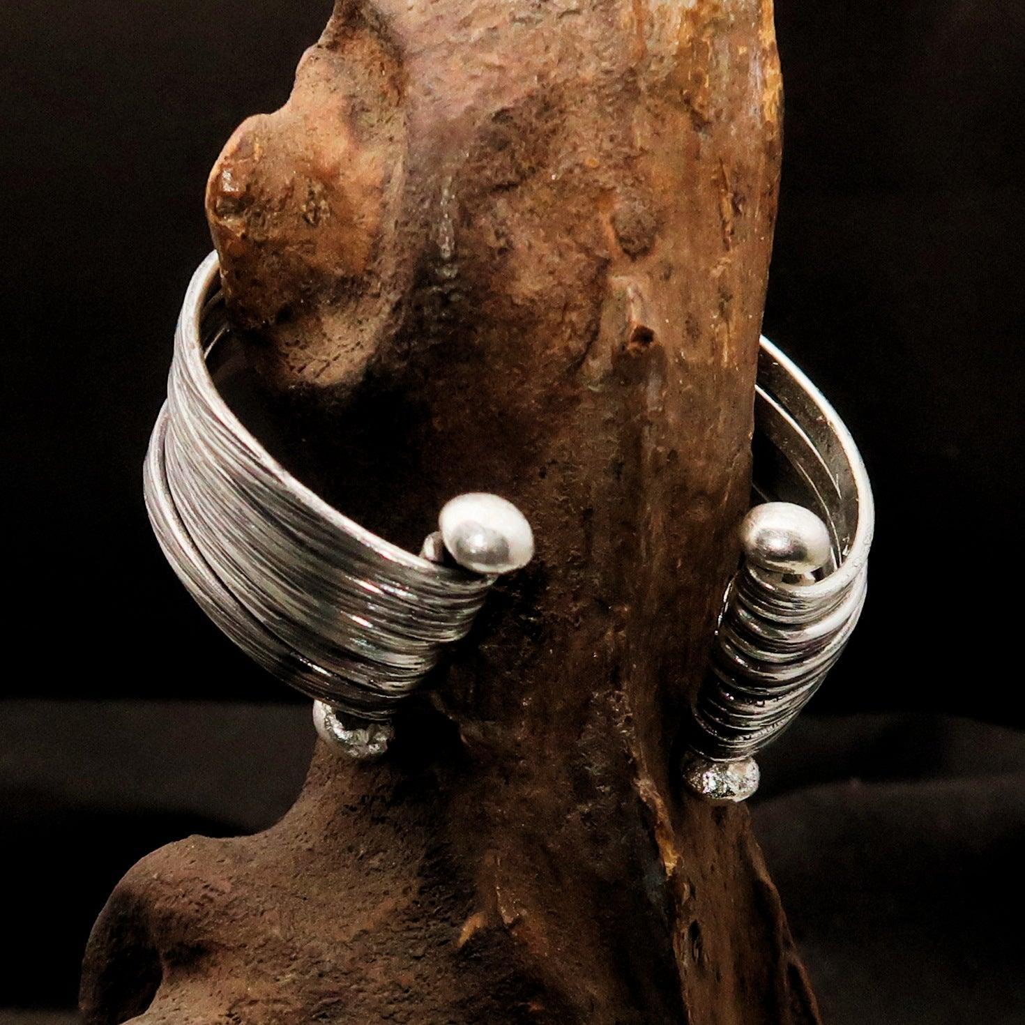 Excellent handcrafted minimalistic 5 String Sterling Silver Bracelet / Bangle-2