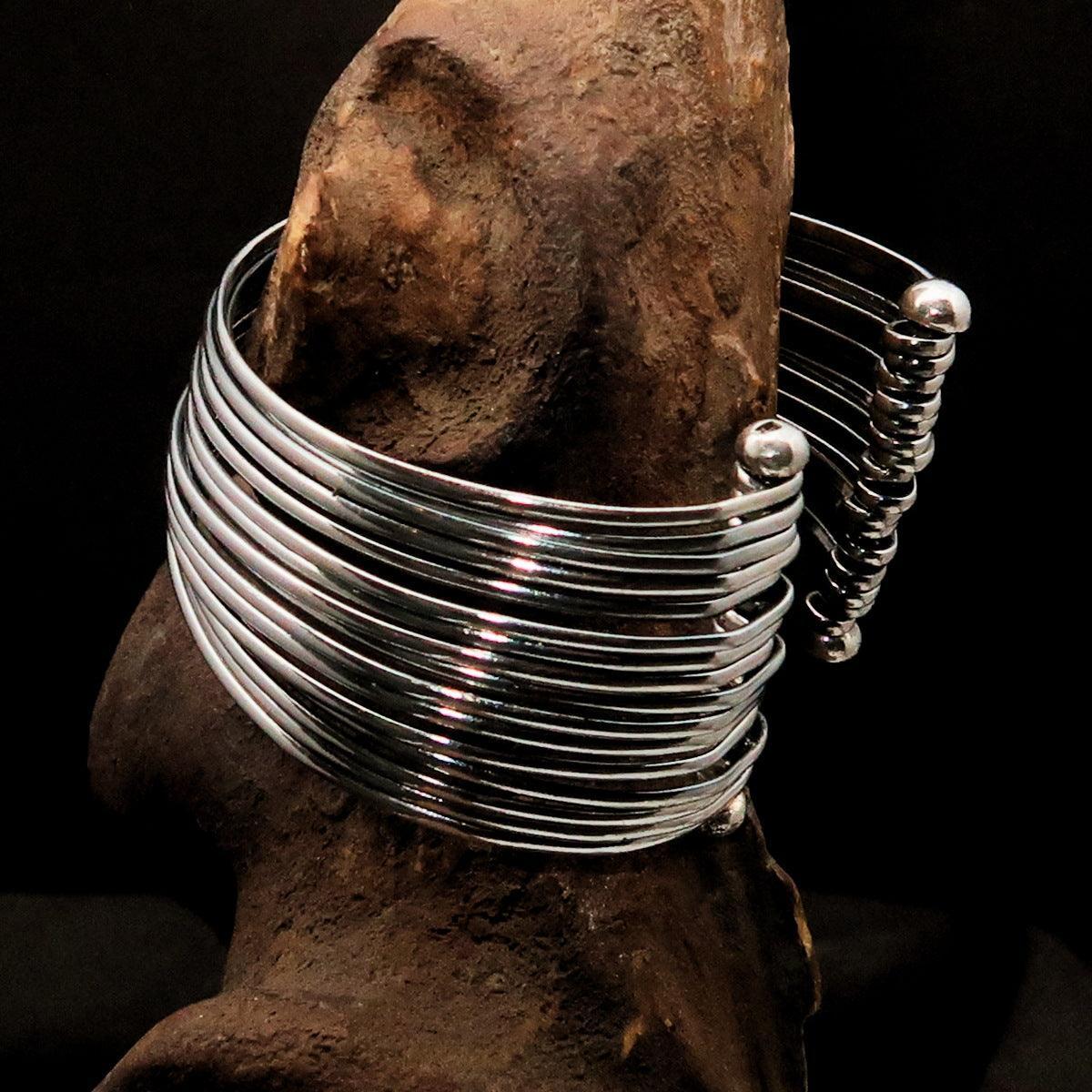 Excellent handcrafted minimalistic 16 String Sterling Silver Bracelet / Bangle-4