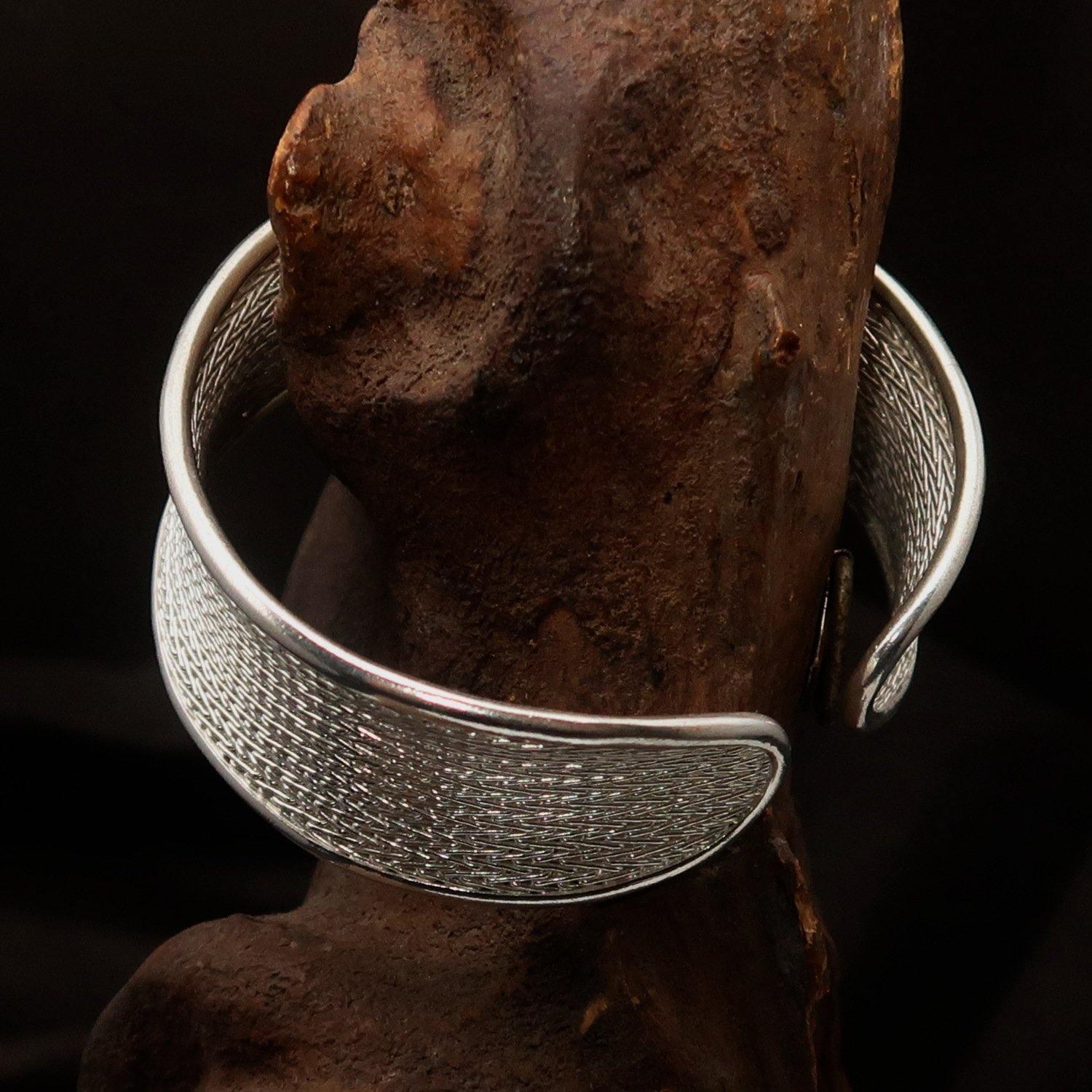 Excellent handcrafted woven Sterling Silver Bracelet Bangle-4