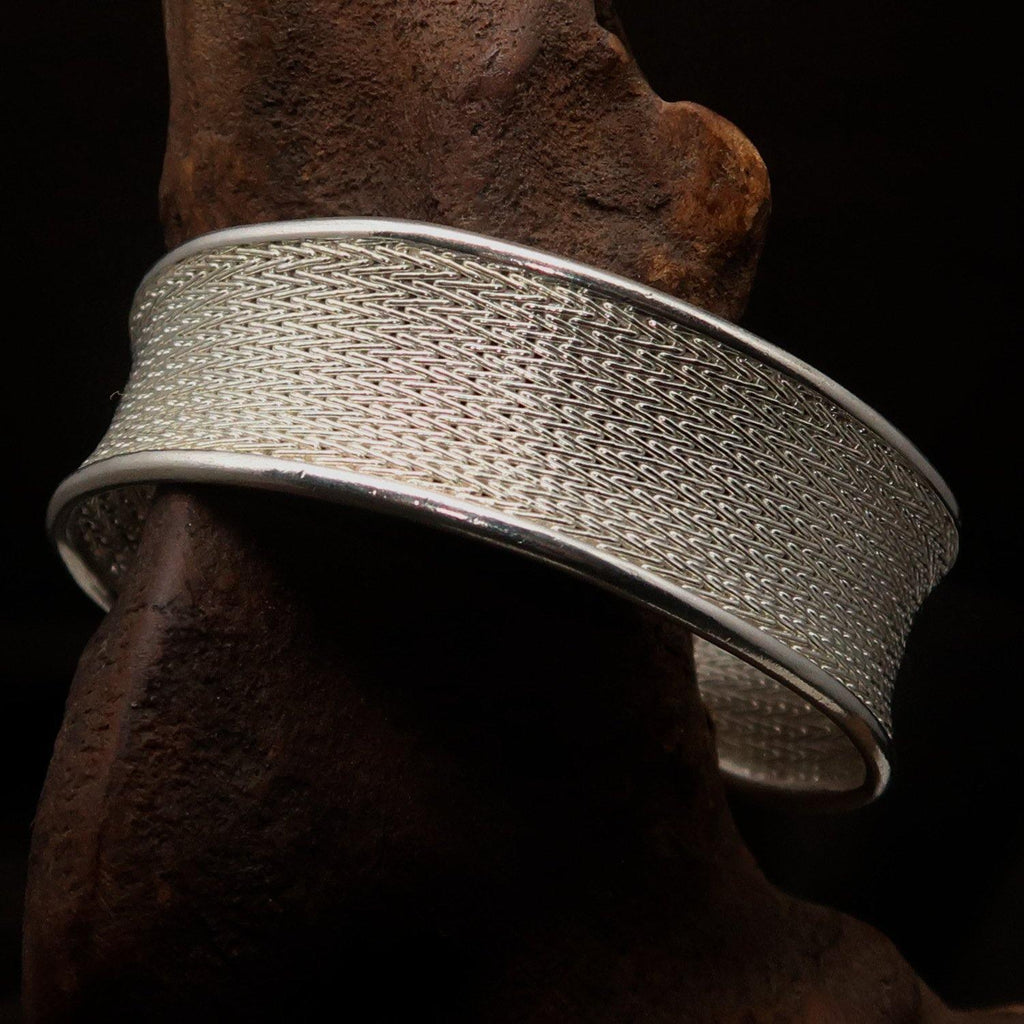 Excellent handcrafted woven Sterling Silver Bracelet Bangle-0