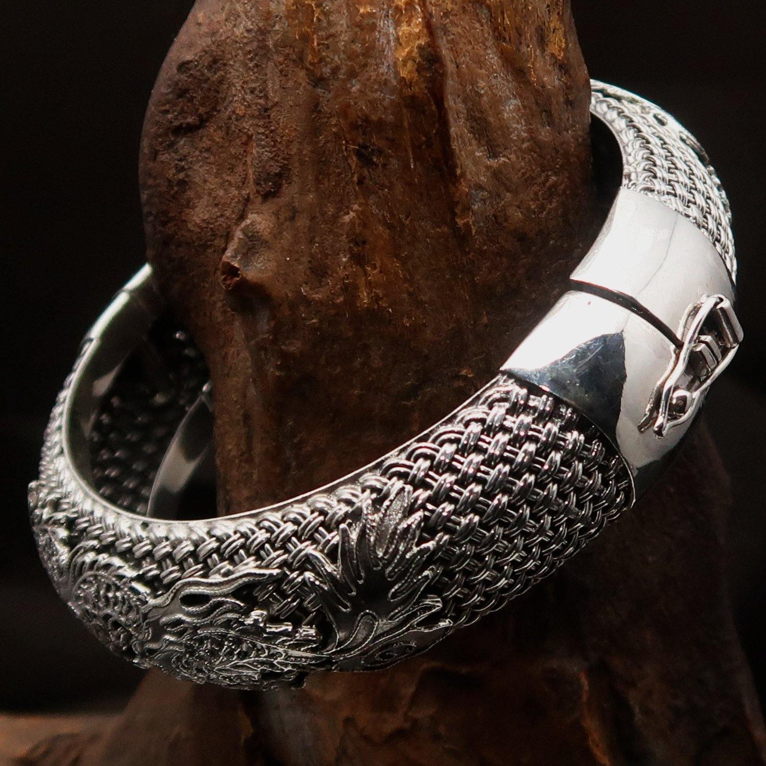 Stunning handcrafted Sterling Silver Dragon Bracelet-3
