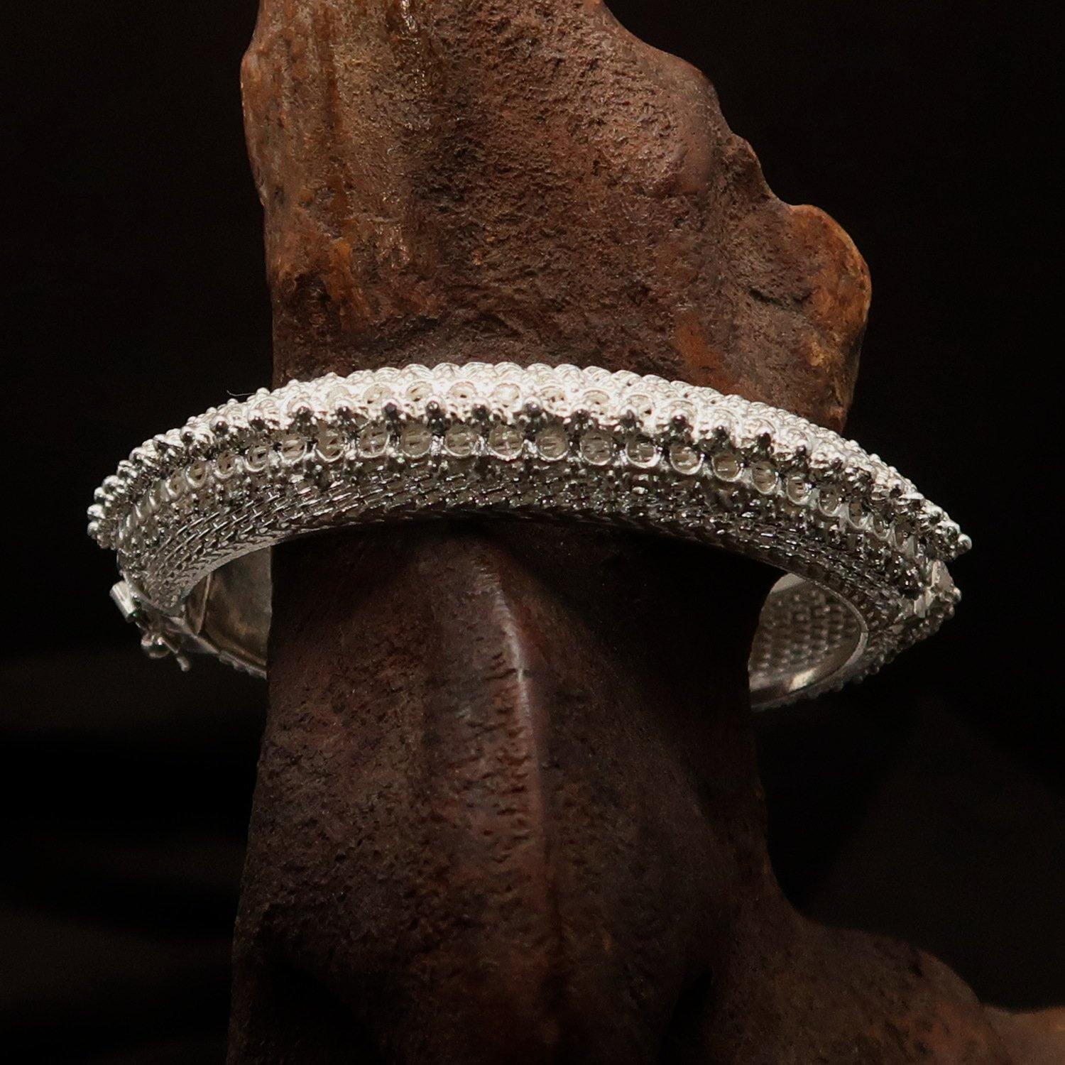 Excellent handcrafted mounted Sterling Silver Bracelet Bangle-0