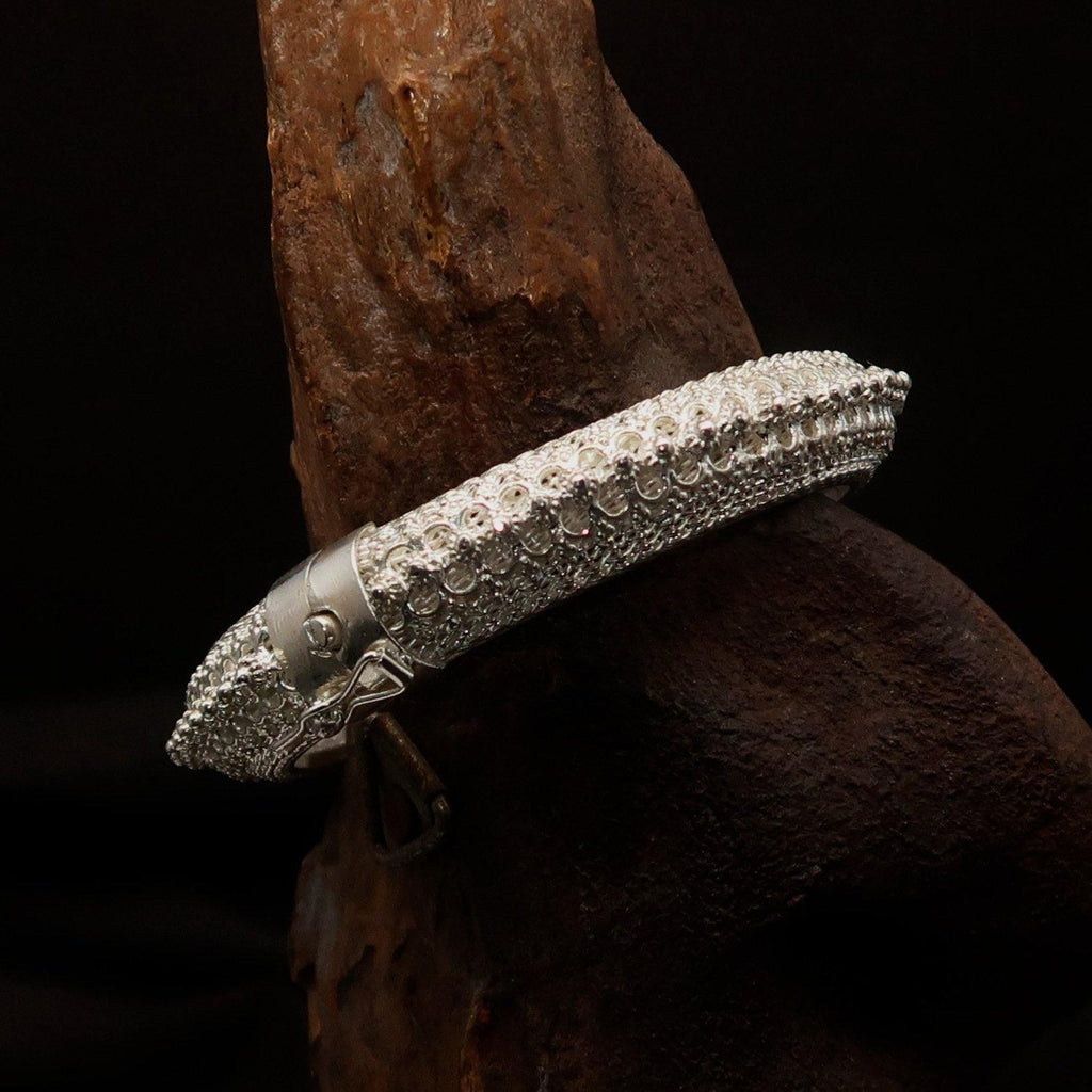 Excellent handcrafted mounted Sterling Silver Bracelet Bangle-1