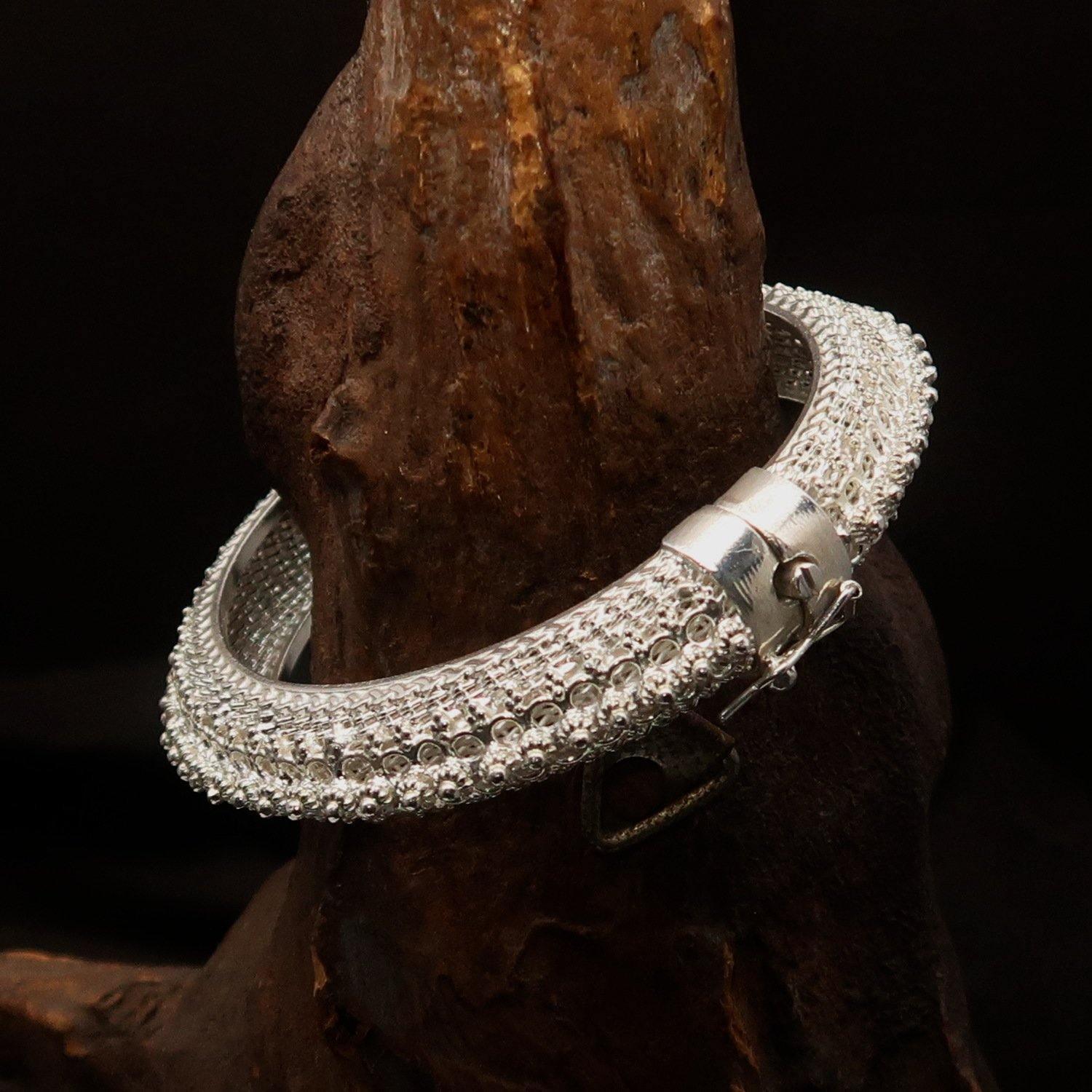 Excellent handcrafted mounted Sterling Silver Bracelet Bangle-2