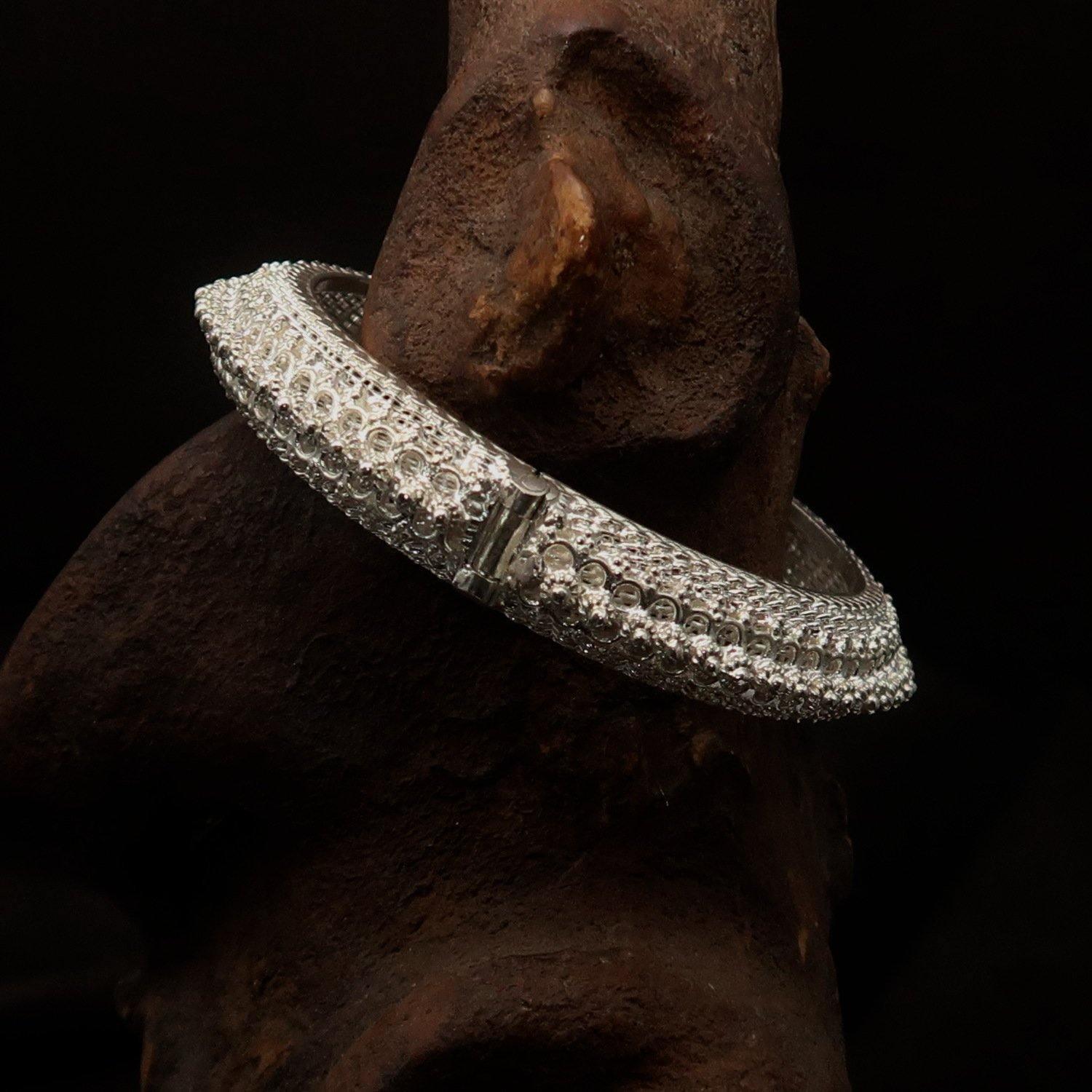 Excellent handcrafted mounted Sterling Silver Bracelet Bangle-4