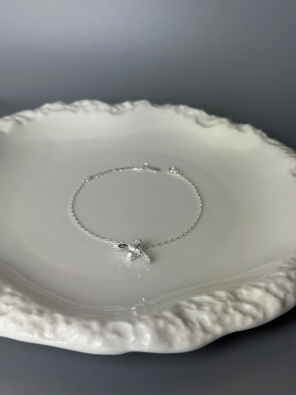 925 Sterling Silver Big Bee Charm Anklet-2