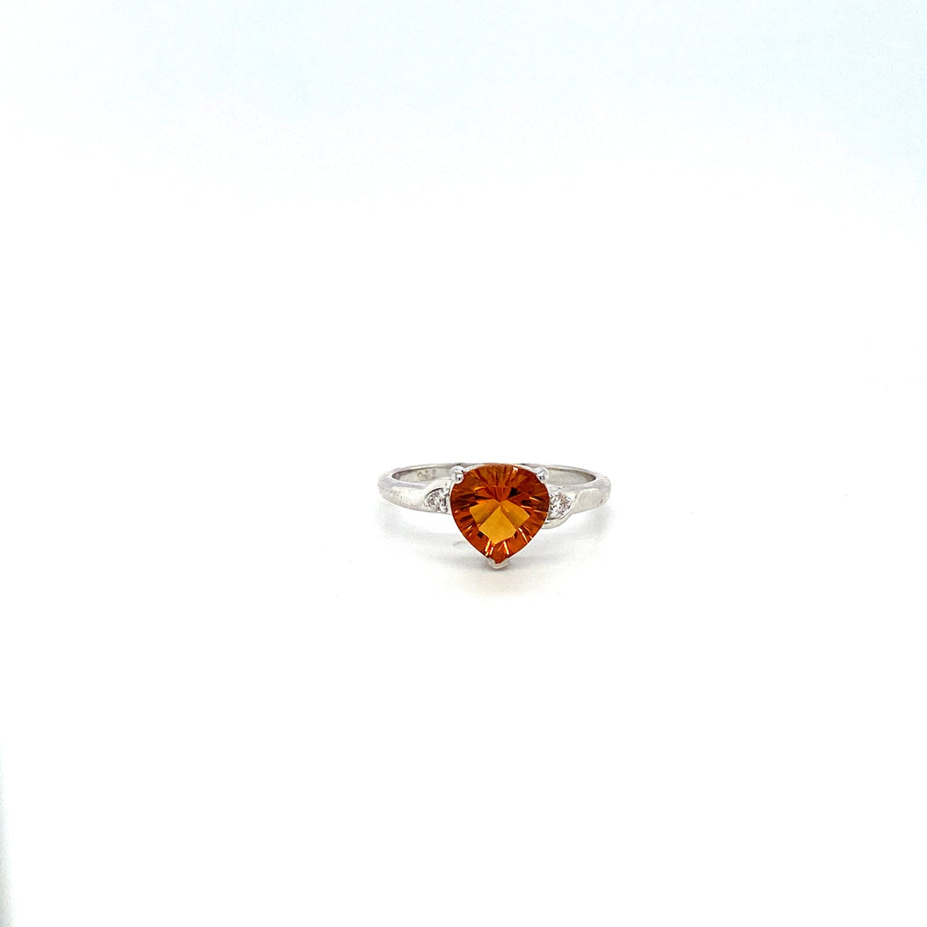 Citrine and Diamond Ring in 18K White Gold - KGR 14911
