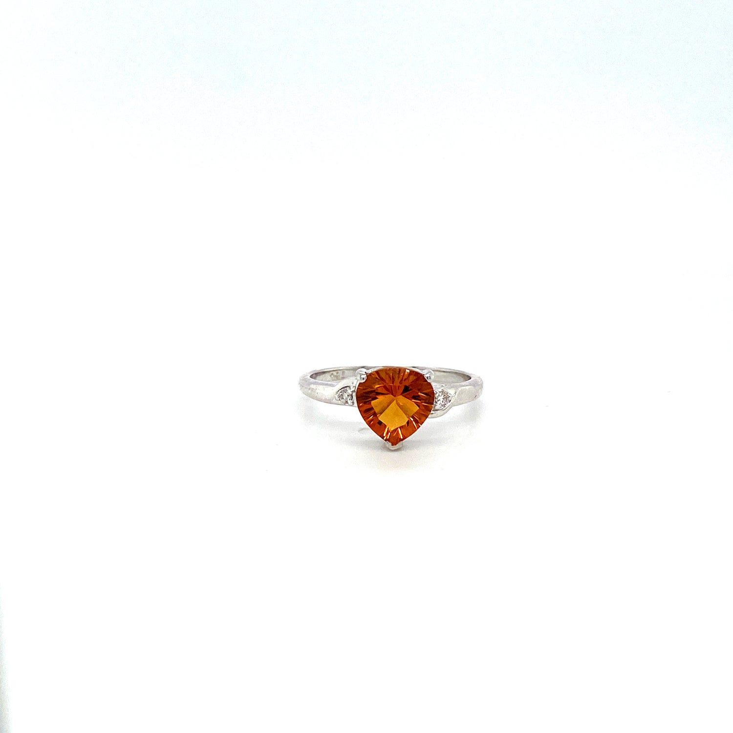 Citrine and Diamond Ring in 18K White Gold - KGR 14911