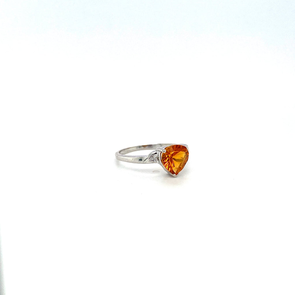 Citrine and Diamond Ring in 18K White Gold - KGR 14911