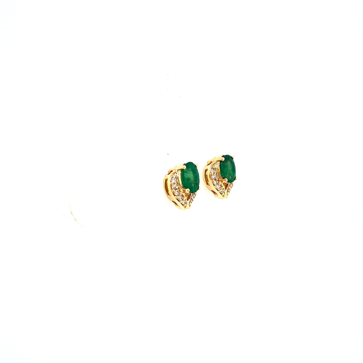 Emerald and Diamond Earring in 14K Yellow Gold - KGT 33504