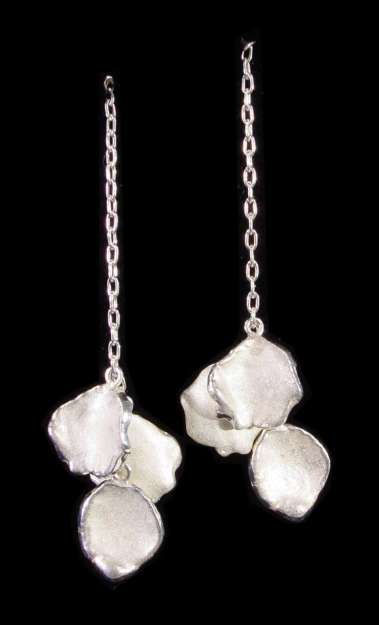 Metal Petals- earrings-Sterling  Silver & Diamonds-1