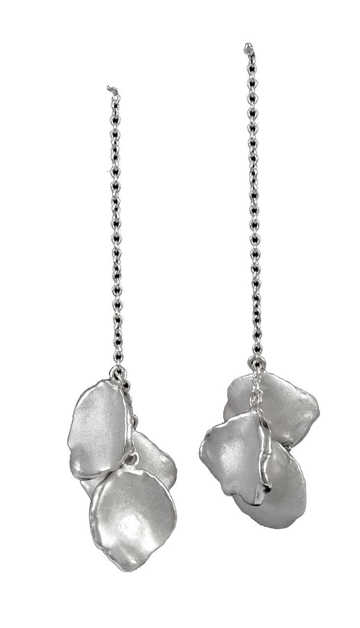 Metal Petals- earrings-Sterling  Silver & Diamonds-0