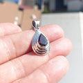 Garnet Silver Pendant, Pear shaped Sterling Silver Gemstone Pendant with Garnet, Symmetric Amulet, Sterling silver Amulet-0