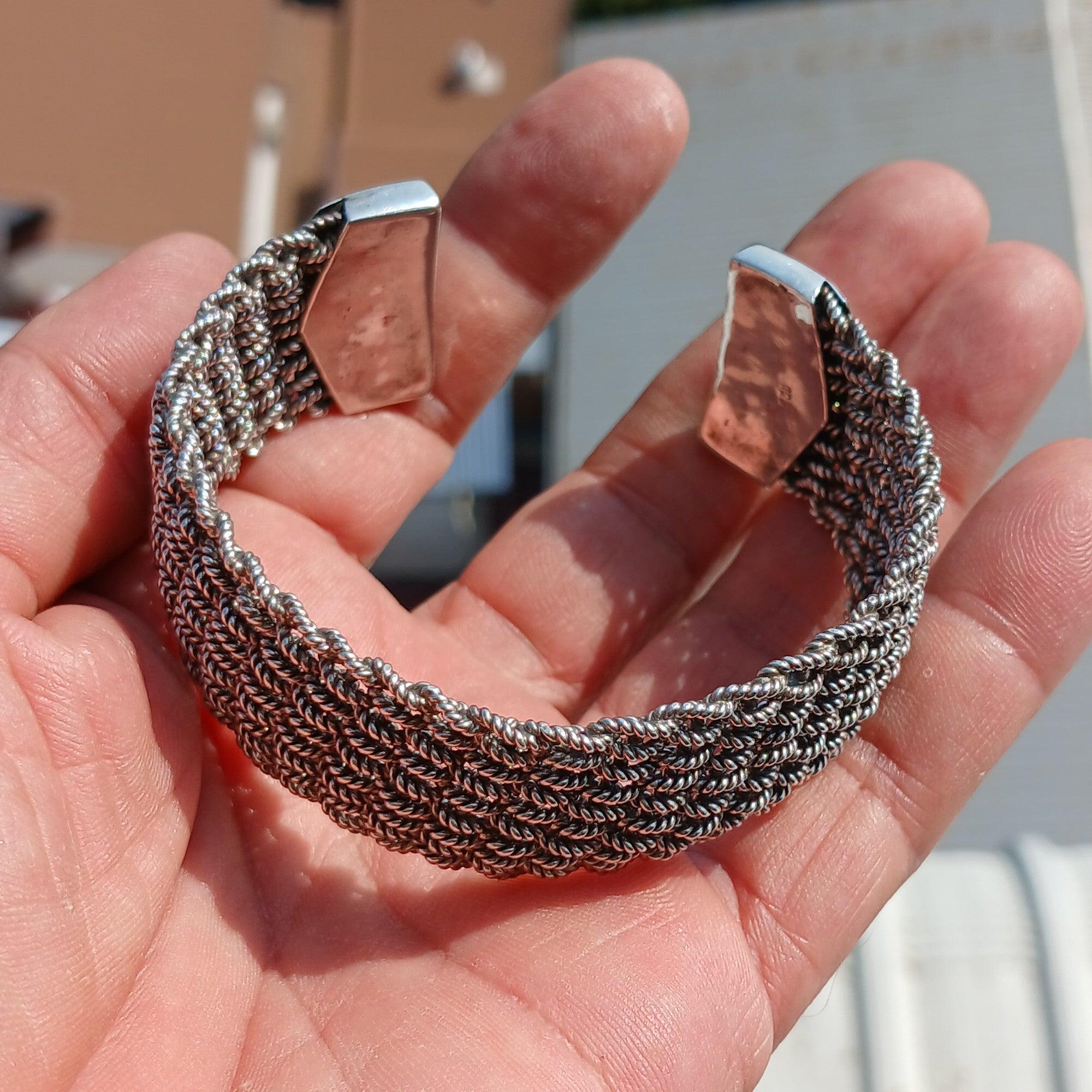 Minimalist Silver Bracelet, Sterling Silver Bracelet, Handmade Bracelet, Minimalist Bracelet, woven Sterling Silver Bracelet, Unique Design Bracelet-0