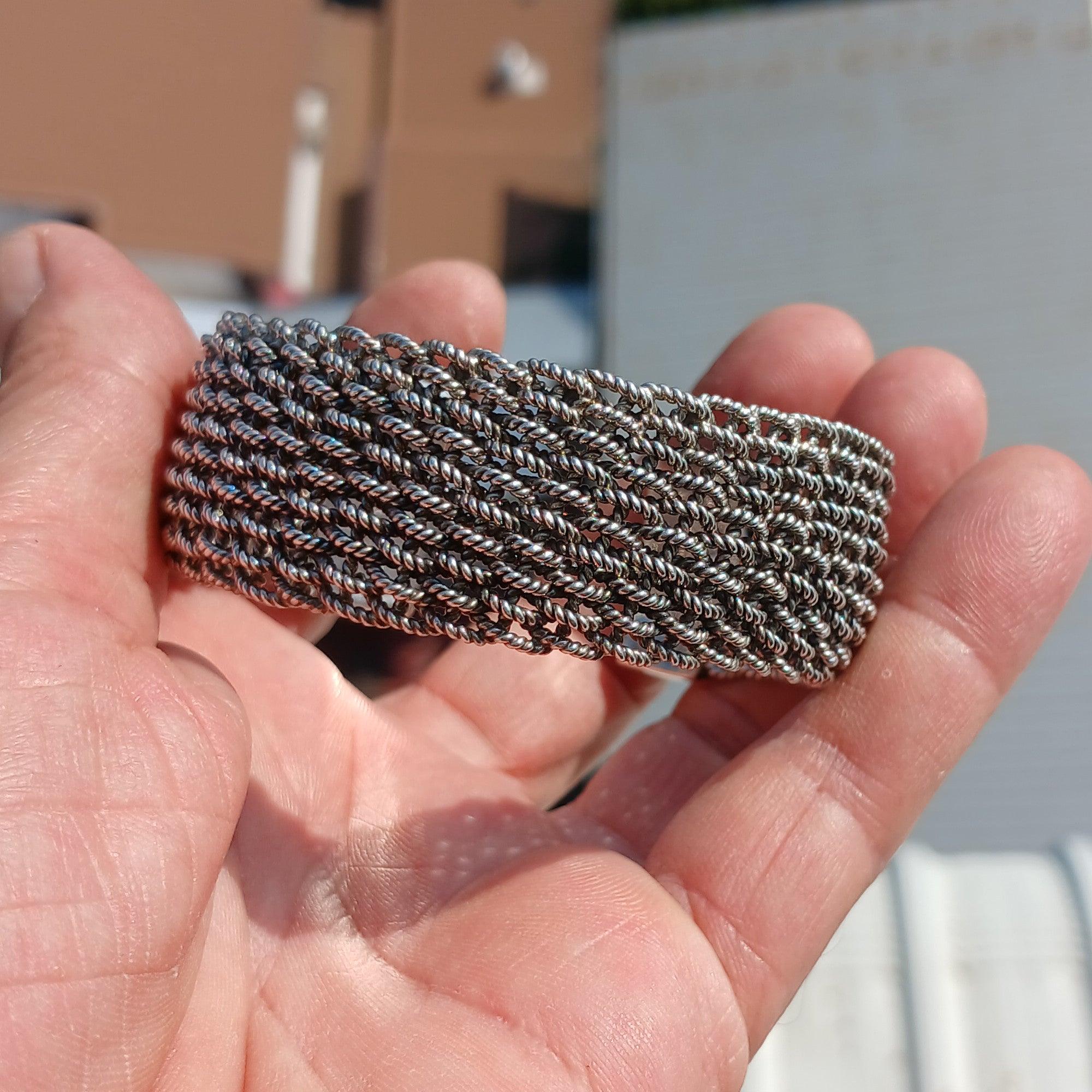 Minimalist Silver Bracelet, Sterling Silver Bracelet, Handmade Bracelet, Minimalist Bracelet, woven Sterling Silver Bracelet, Unique Design Bracelet-1