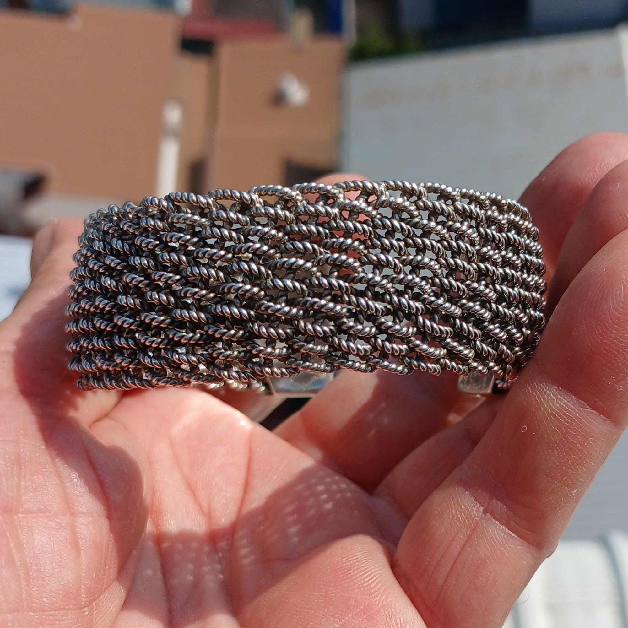 Minimalist Silver Bracelet, Sterling Silver Bracelet, Handmade Bracelet, Minimalist Bracelet, woven Sterling Silver Bracelet, Unique Design Bracelet-2