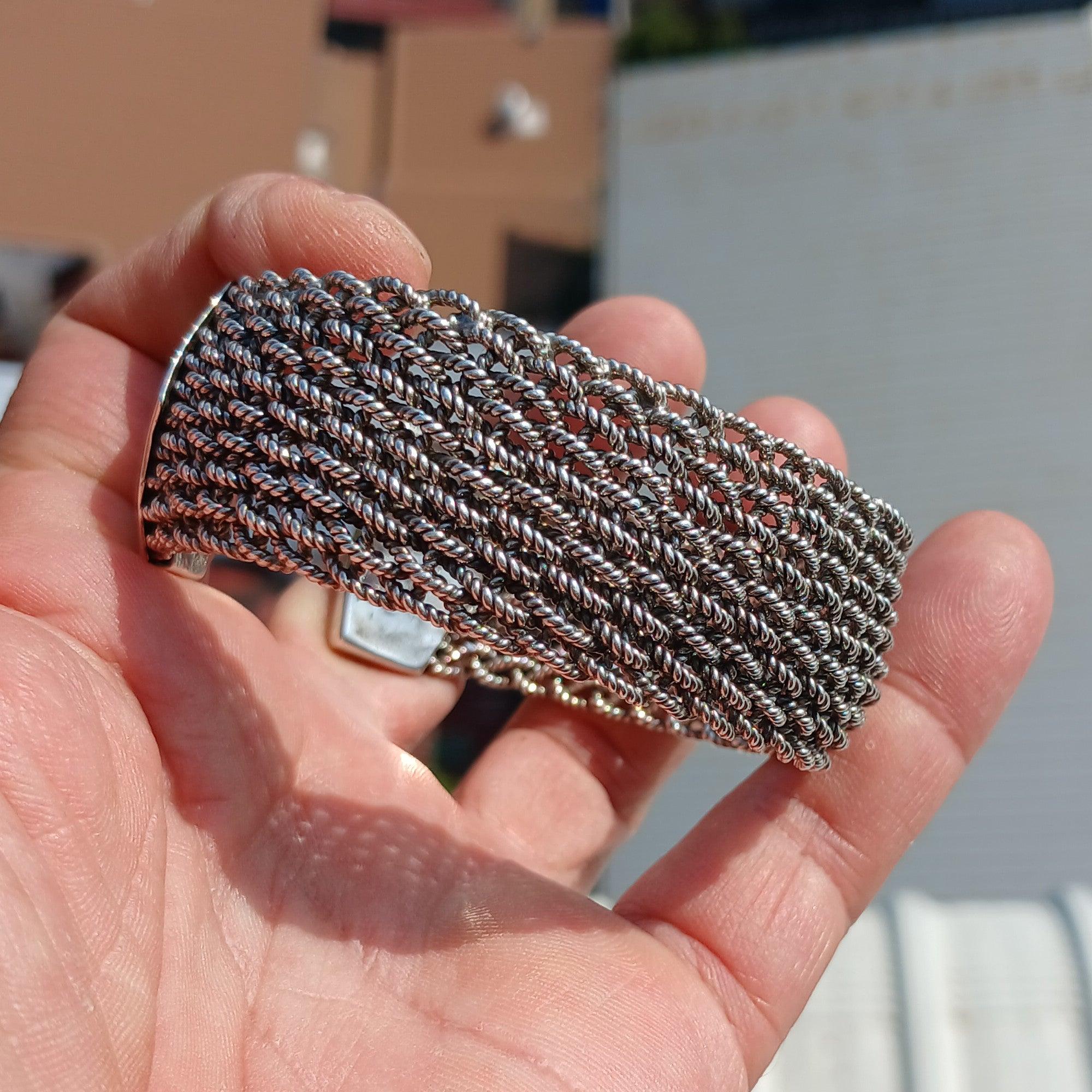 Minimalist Silver Bracelet, Sterling Silver Bracelet, Handmade Bracelet, Minimalist Bracelet, woven Sterling Silver Bracelet, Unique Design Bracelet-3