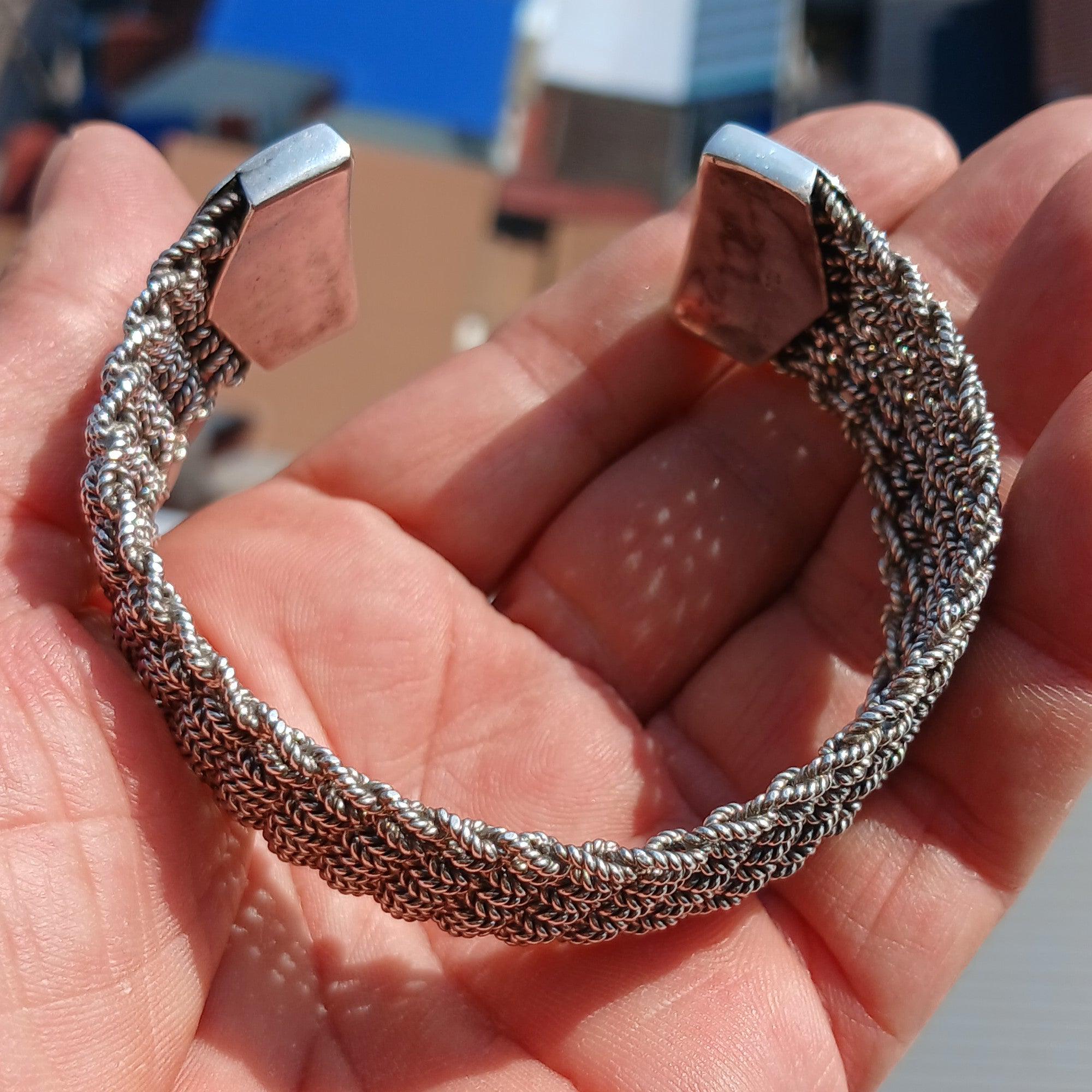 Minimalist Silver Bracelet, Sterling Silver Bracelet, Handmade Bracelet, Minimalist Bracelet, woven Sterling Silver Bracelet, Unique Design Bracelet-4