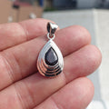 Garnet Silver Pendant, Pear shaped Sterling Silver Gemstone Pendant with Garnet, Symmetric Amulet, Sterling silver pendant-0