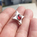 Garnet Star Silver Pendant, Star shaped Sterling Silver Gemstone Pendant with Garnet, Symmetric Amulet, Sterling silver pendant-0