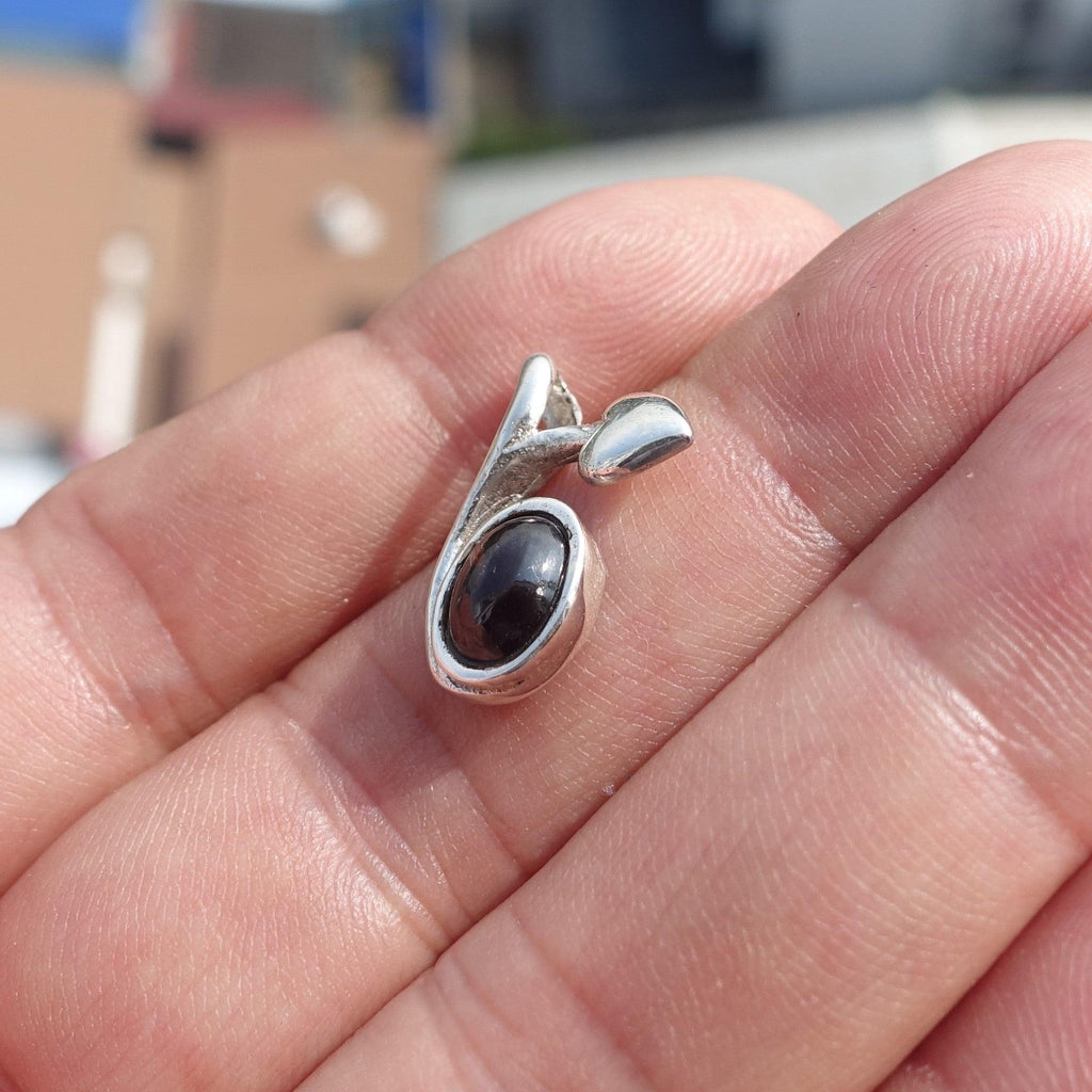 Garnet Leaf Silver Pendant, Sterling Silver Gemstone Pendant with Garnet, Sterling silver pendant-2