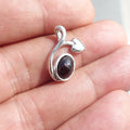 Garnet Leaf Silver Pendant, Sterling Silver Gemstone Pendant with Garnet, Sterling silver pendant-0