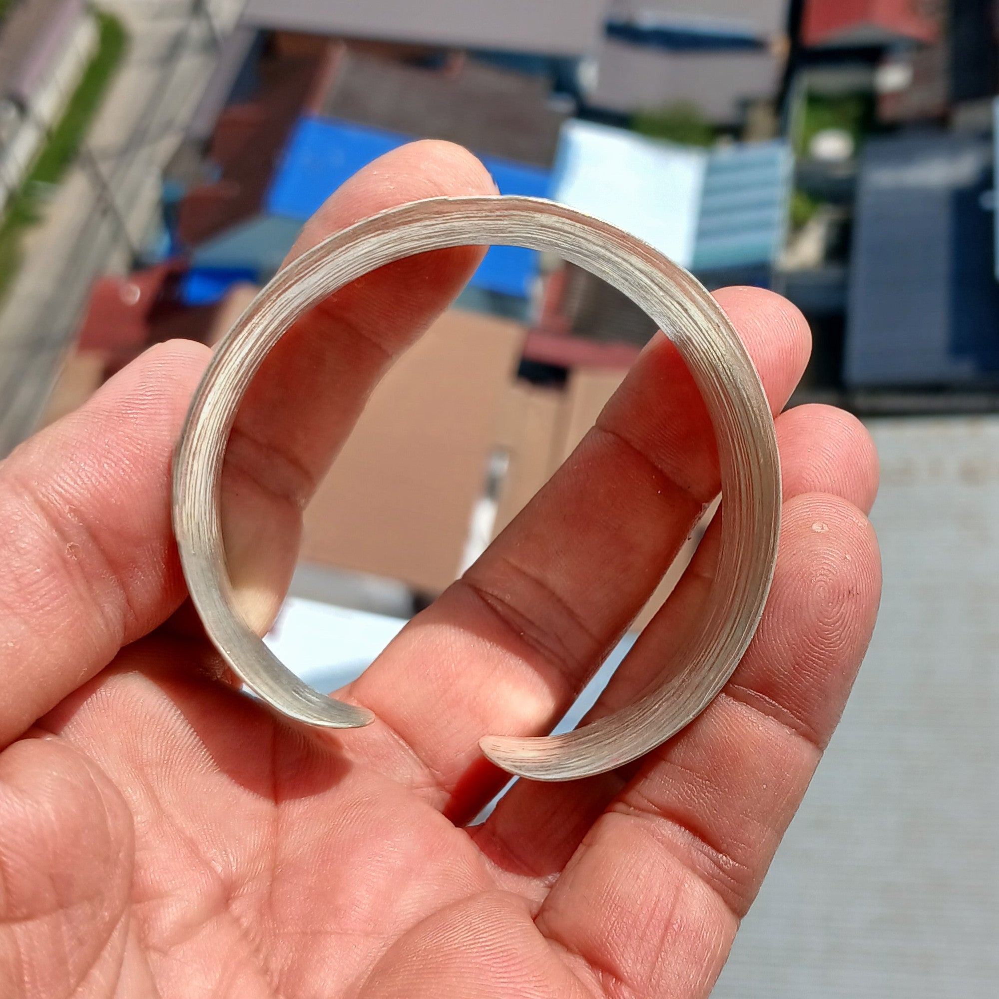 Minimalist Bracelet, Engraved Sterling Silver Bracelet, Extra wide Bracelet, Hand Crafted Sterling Silver Bracelet / Bangle-3