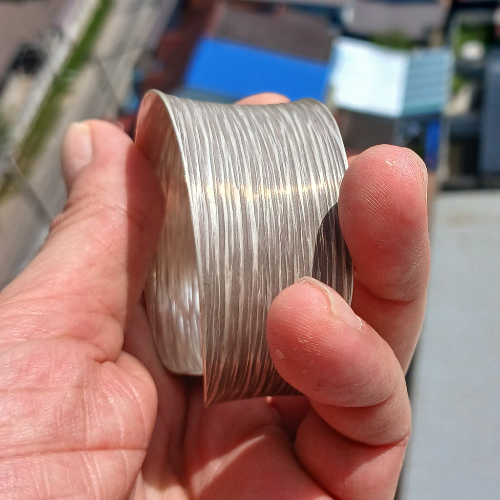 Minimalist Bracelet, Engraved Sterling Silver Bracelet, Extra wide Bracelet, Hand Crafted Sterling Silver Bracelet / Bangle-4