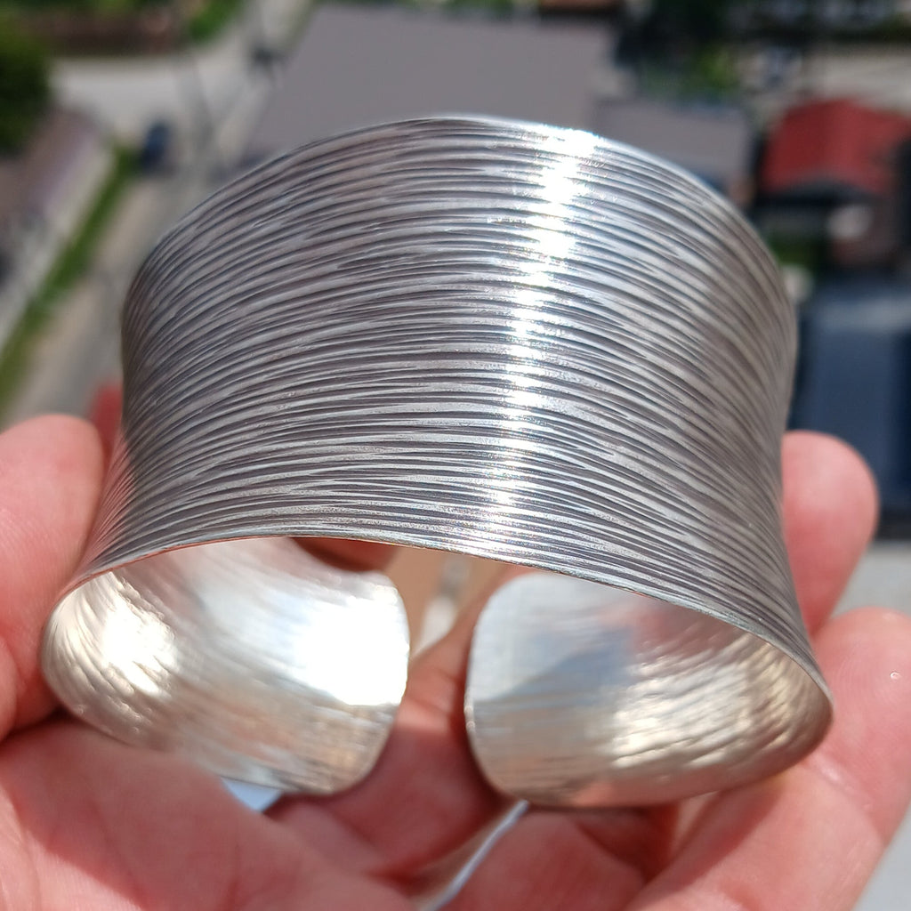 Minimalist Silver Bracelet, Sterling Silver Bracelet, Extra wide Bracelet, Hand Crafted Sterling Silver Bracelet / Bangle-1