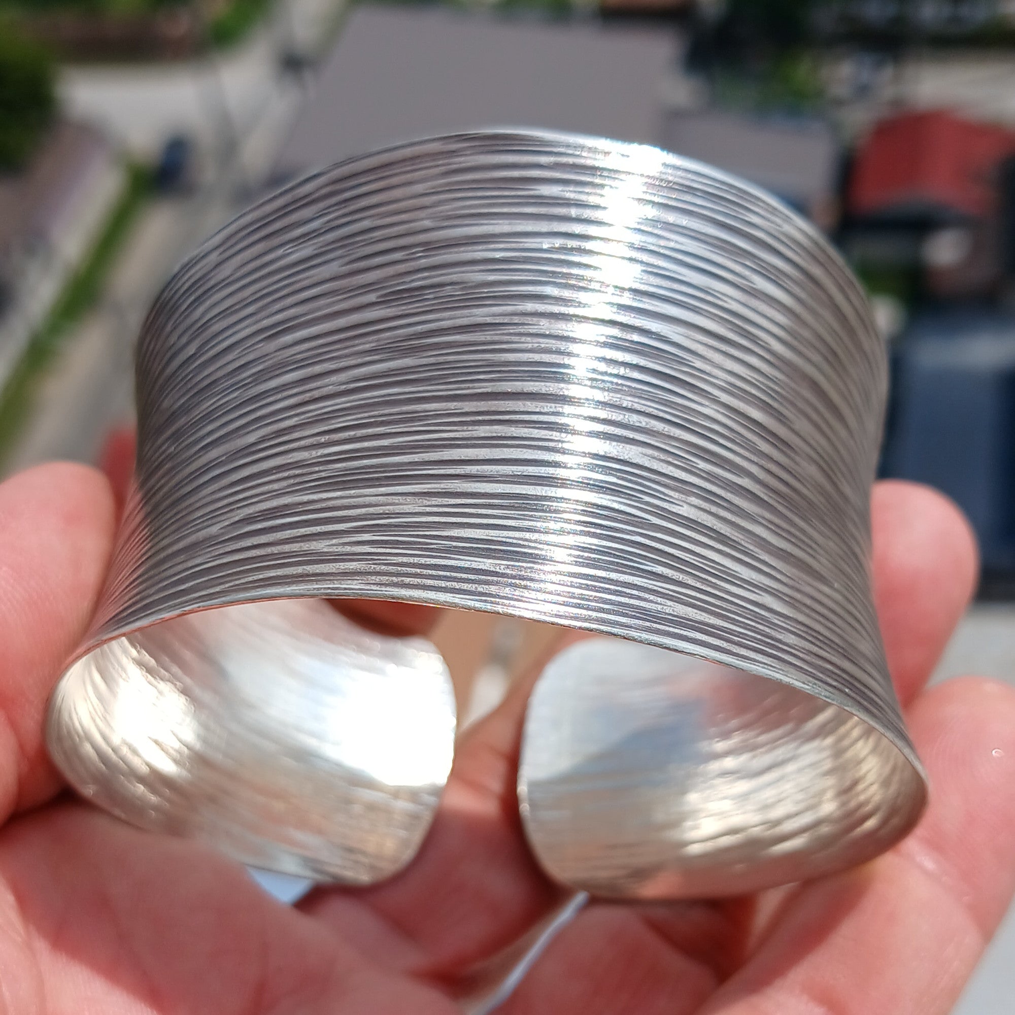 Minimalist Silver Bracelet, Sterling Silver Bracelet, Extra wide Bracelet, Hand Crafted Sterling Silver Bracelet / Bangle-1