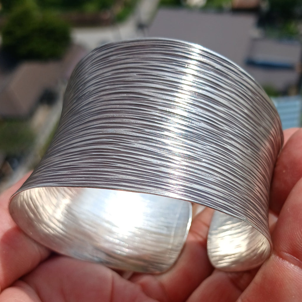 Minimalist Silver Bracelet, Sterling Silver Bracelet, Extra wide Bracelet, Hand Crafted Sterling Silver Bracelet / Bangle-0